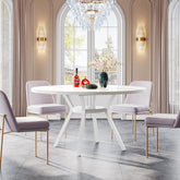 Tribesigns 47 Inch Round Dining Table, Modern White Kitchen Table for 6-8 People with Metal Legs for Dining Room 3