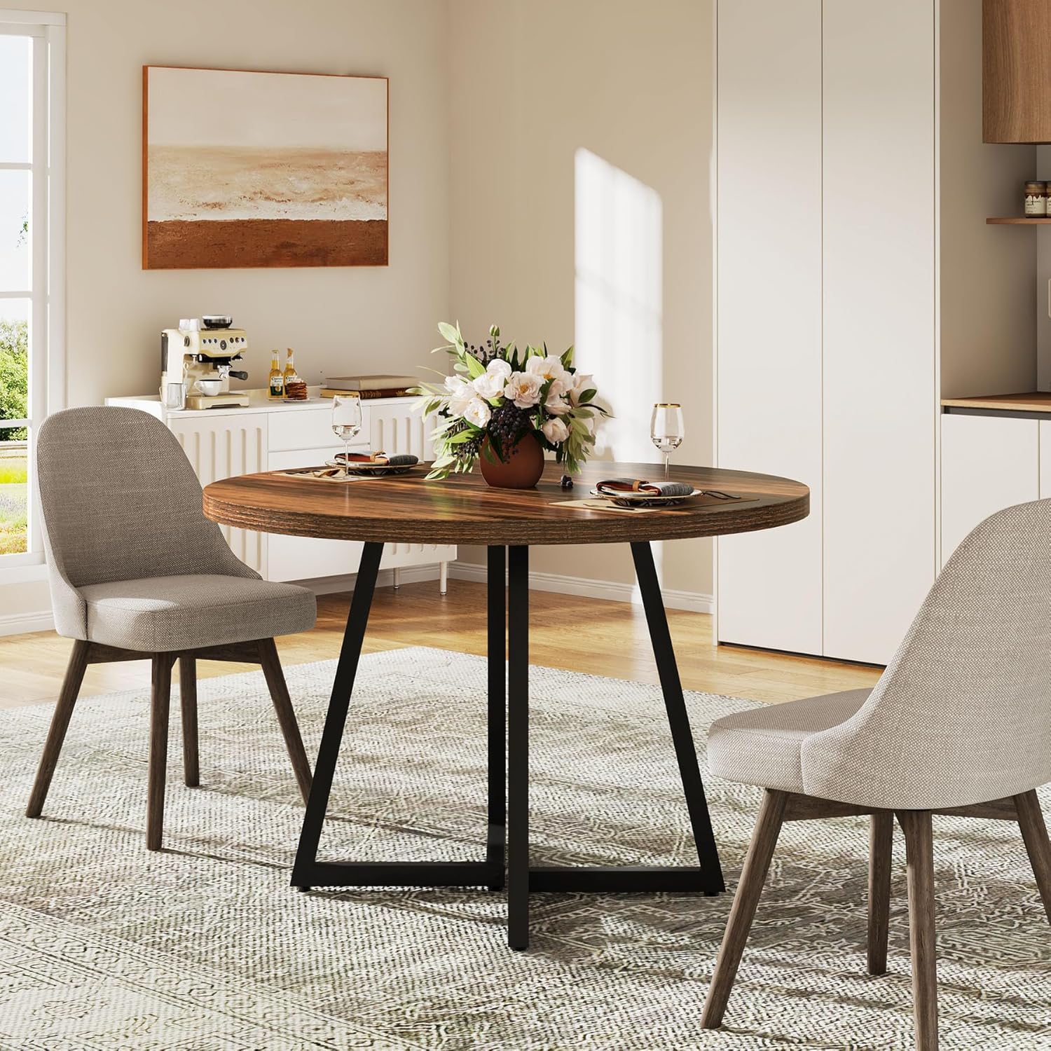31.5" Industrial Round Dining Table Cafe-Style Table