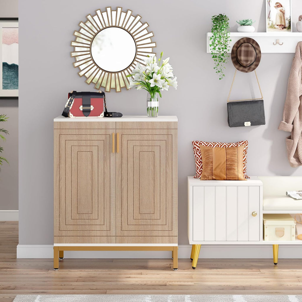 Modern 20 Pair Shoe Storage Cabinet Doors 6 Tier Freestanding Entryway Organizer Rack