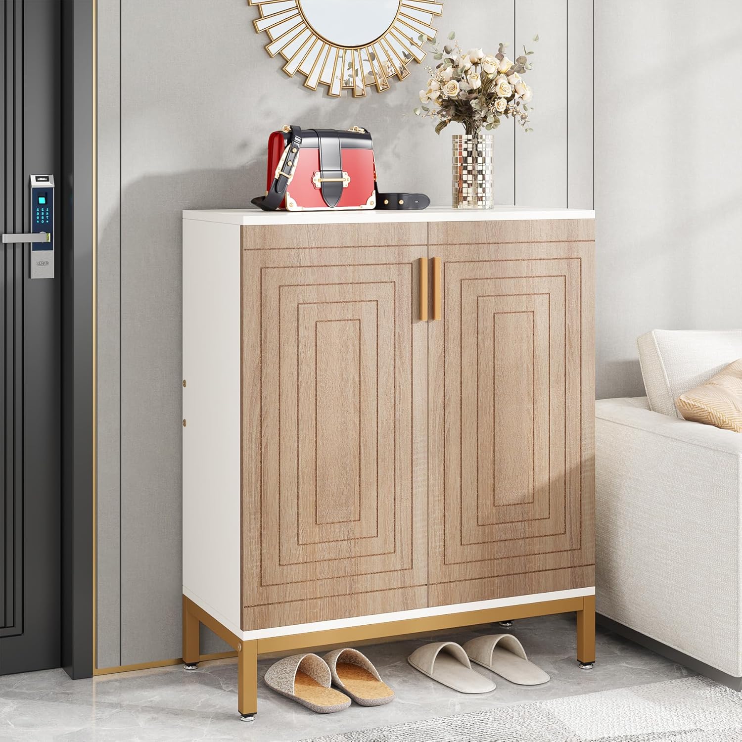 Modern 20-Pair Shoe Storage Cabinet with Doors, 6-Tier Freestanding Entryway Organizer Rack