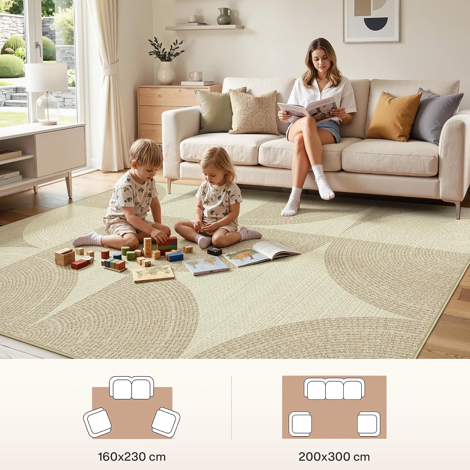 Tribesigns Geometric Area Rug, Washable Non-Slip Low-Pile Rug for Living Room