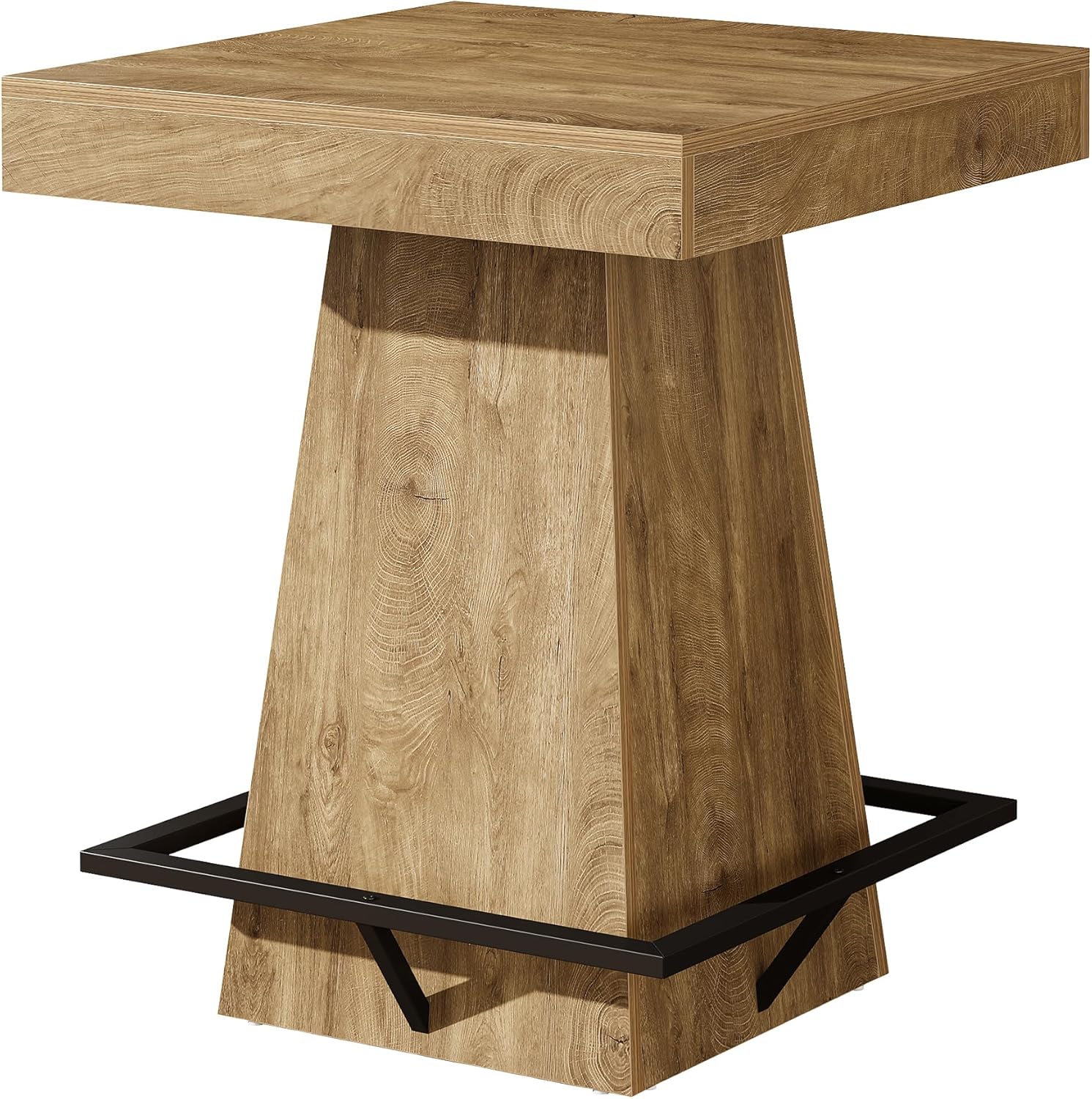 31.5-Inch Square Bar Table with 37.4-Inch Height and Metal Footrest for Dining Room and Bistro
