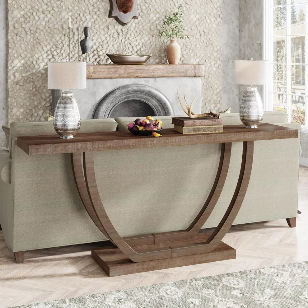 Tribesigns Entrance Console, 63" Narrow Console Table With Geometric Base