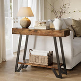 41" Rustic Industrial Console Table with Metal Frame, 2-Tier Storage Shelf for Entryway & Living Room 3