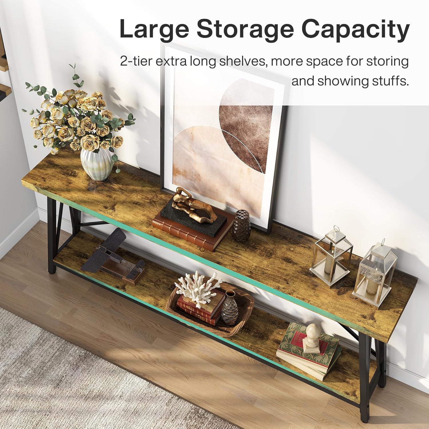 70.9" Extra-Long Console Table - Modern Sofa Table Behind Couch with Sturdy Metal Frame