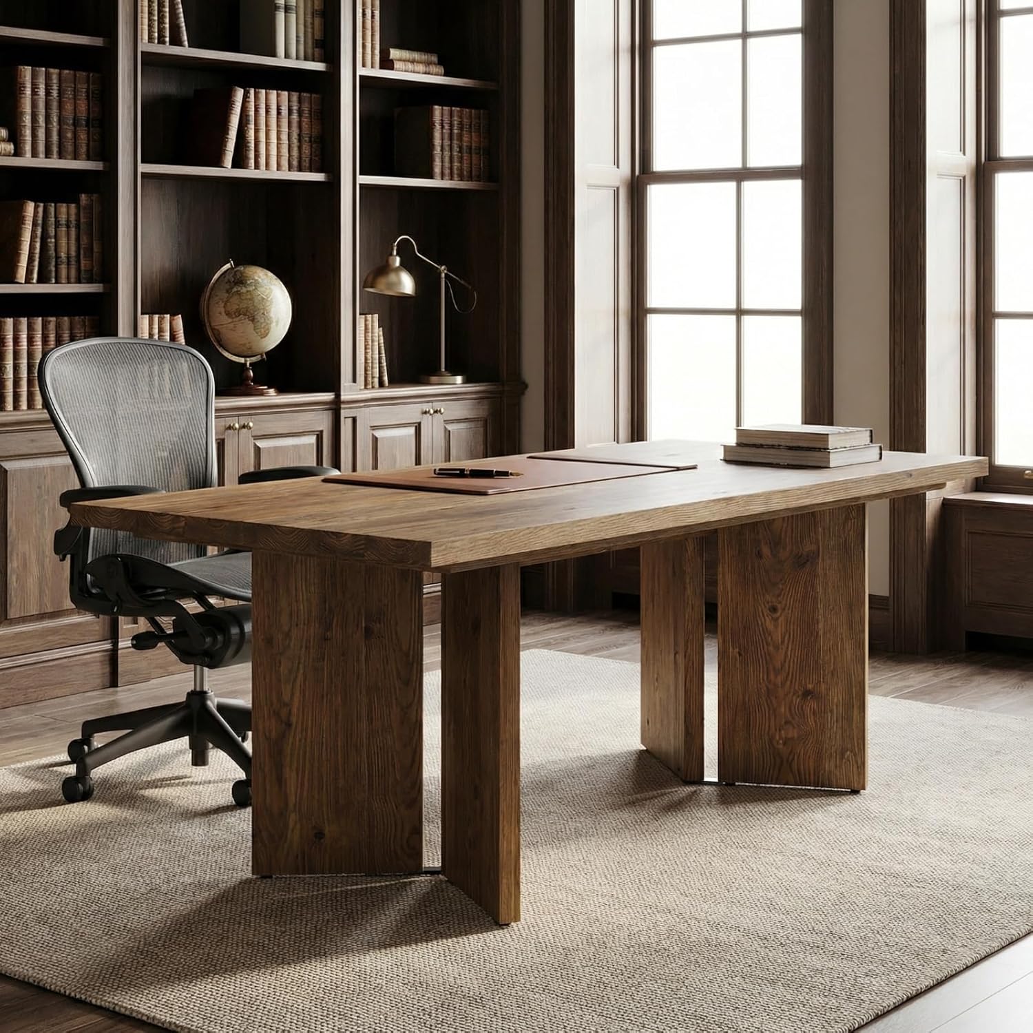 Tribesigns 63-Inch Executive Desk with Spacious Tabletop and 300 lb Capacity, Farmhouse Computer Workstation for Home Office Study and Office