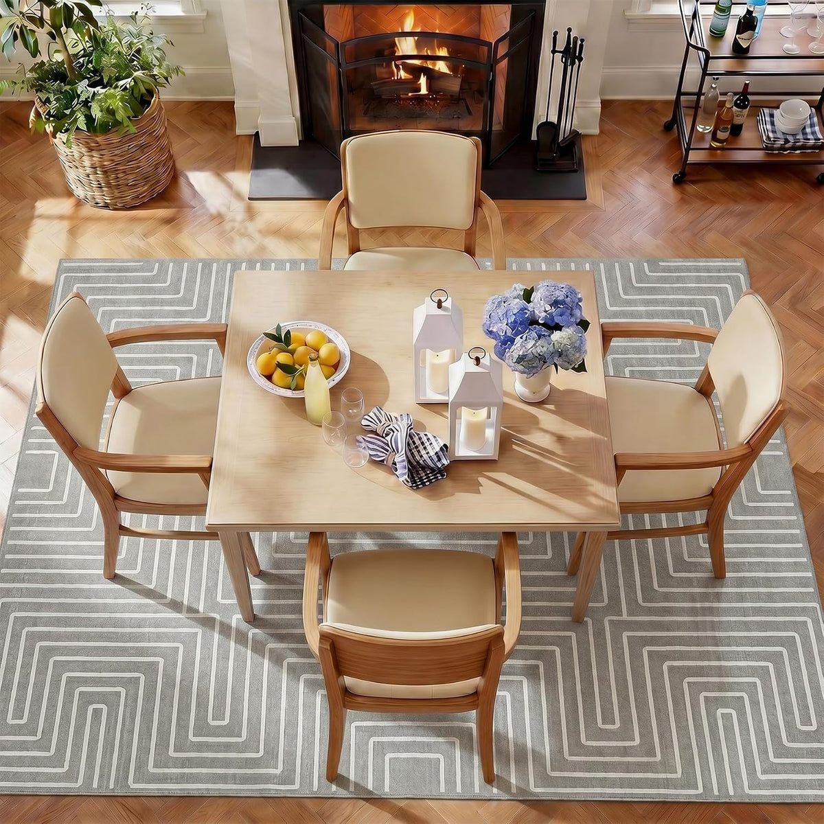 Tribesigns Geometric Low-Pile Rug, Non-Slip Backing, Machine Washable Up to 30°C, OEKO-TEX Certified