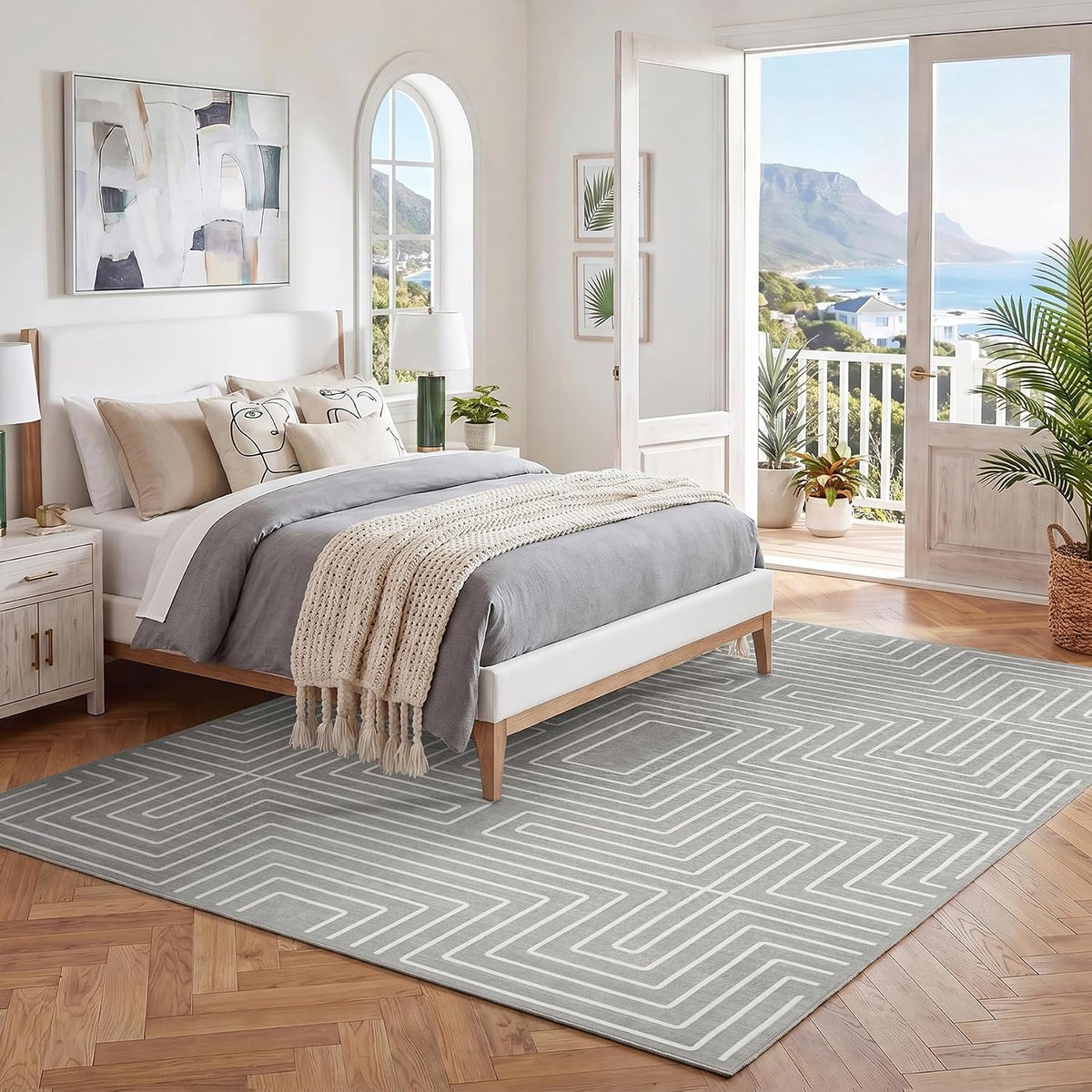Tribesigns Geometric Low-Pile Rug, Non-Slip Backing, Machine Washable Up to 30°C, OEKO-TEX Certified