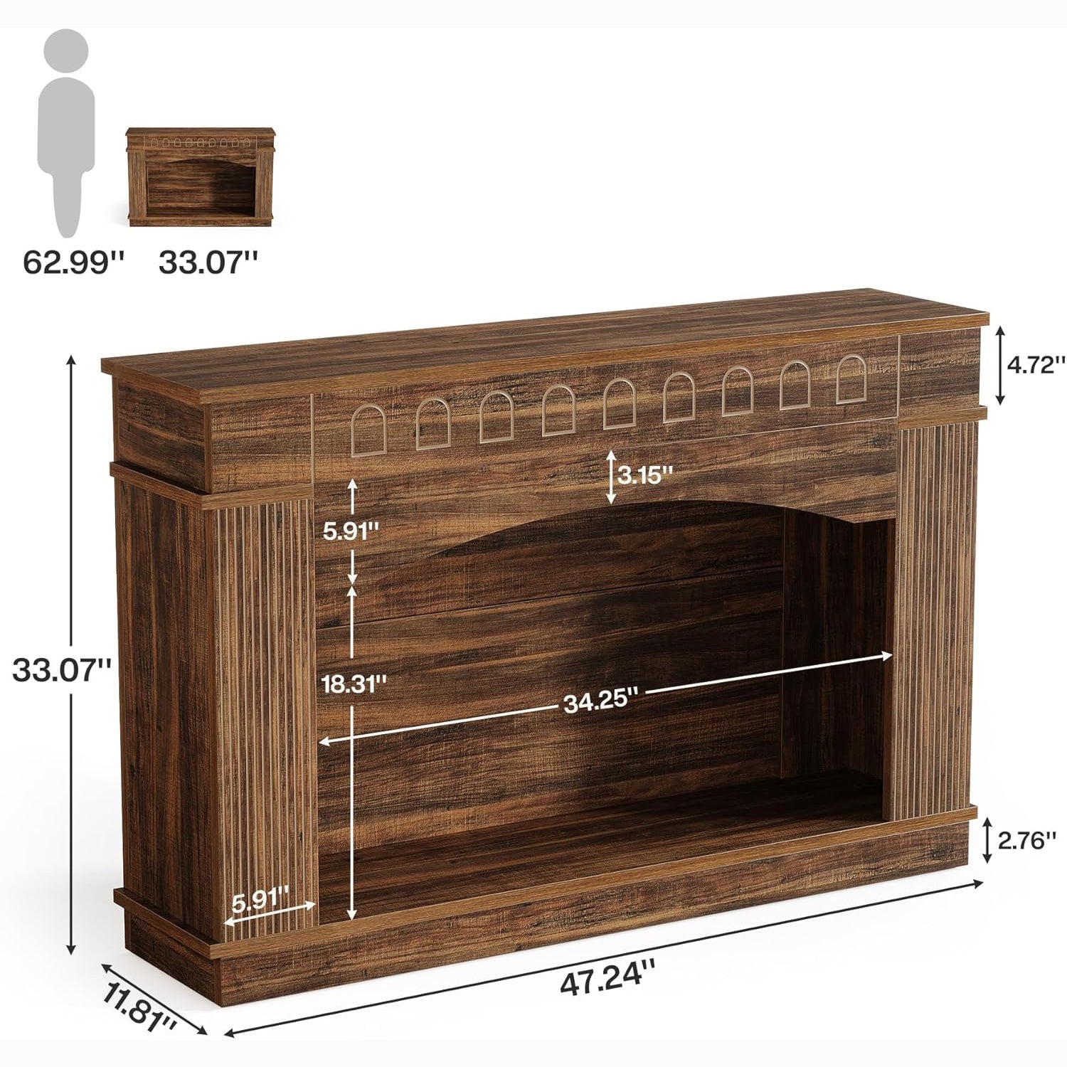 47" Farmhouse Console Table, 2-Tier Sofa Table Entryway Table