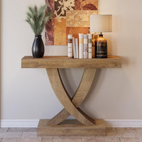 43" Rustic X-Frame Console, Industrial Farmhouse Sofa Table for Entryway