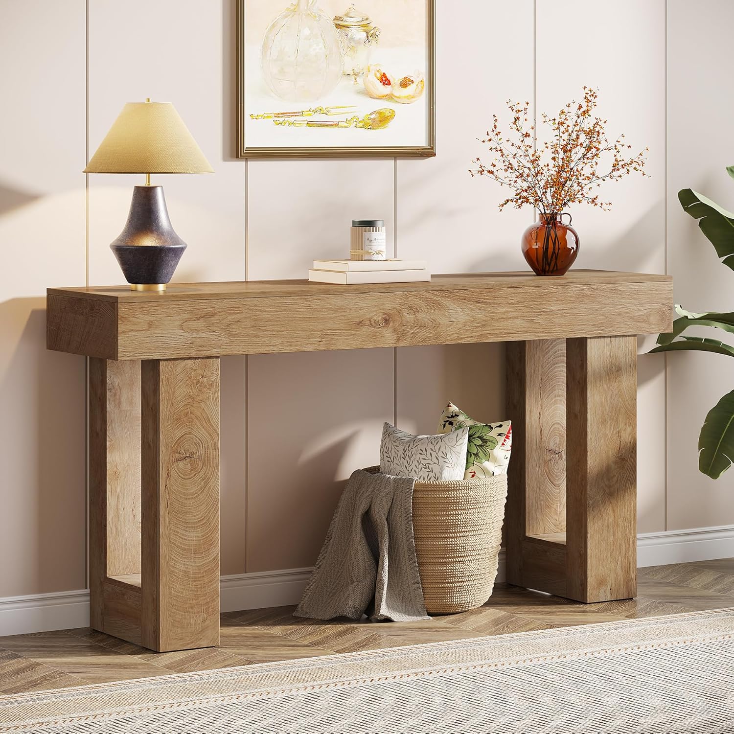 63" Farmhouse Console Table for Entryway and Living Room