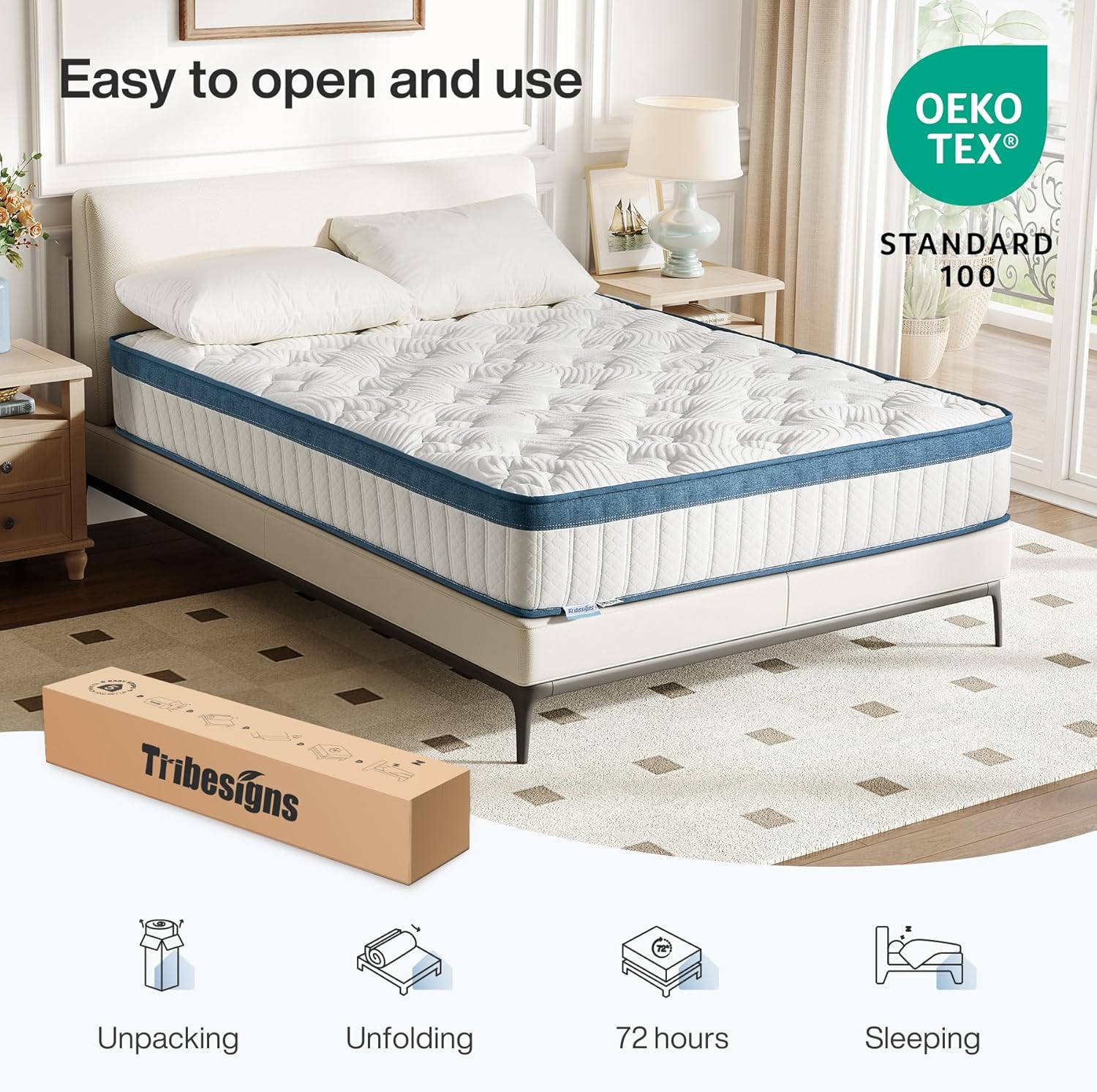 Tribesigns Hybrid Memory Foam Mattress, 7-Zone Orthopedic Support Medium Firm