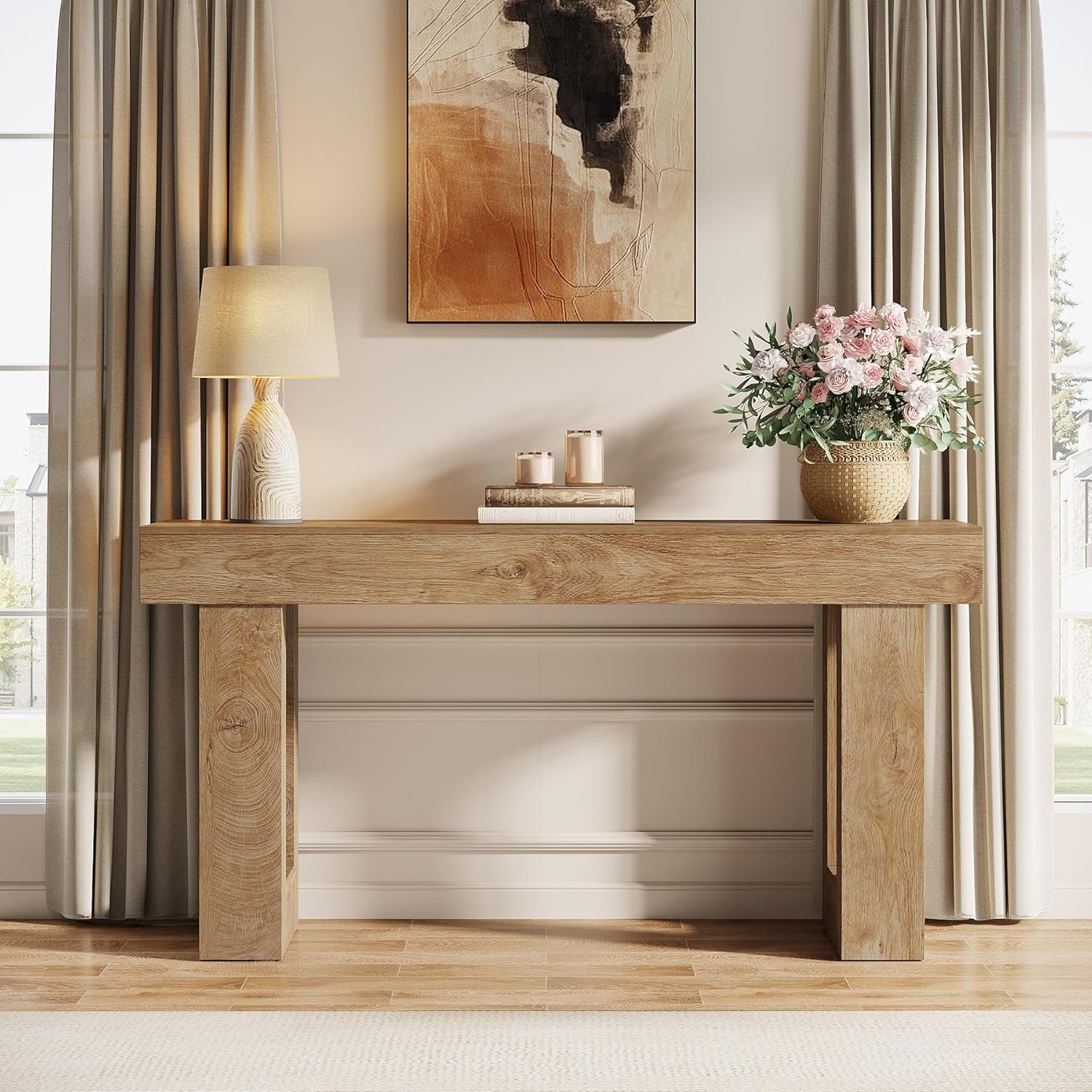 63" Farmhouse Console Table for Entryway and Living Room