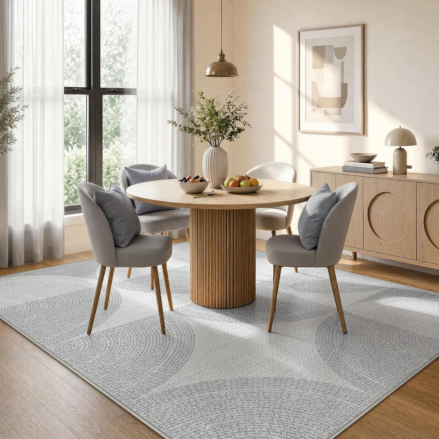 Tribesigns Geometric Area Rug, Washable Non-Slip Low-Pile Rug for Living Room