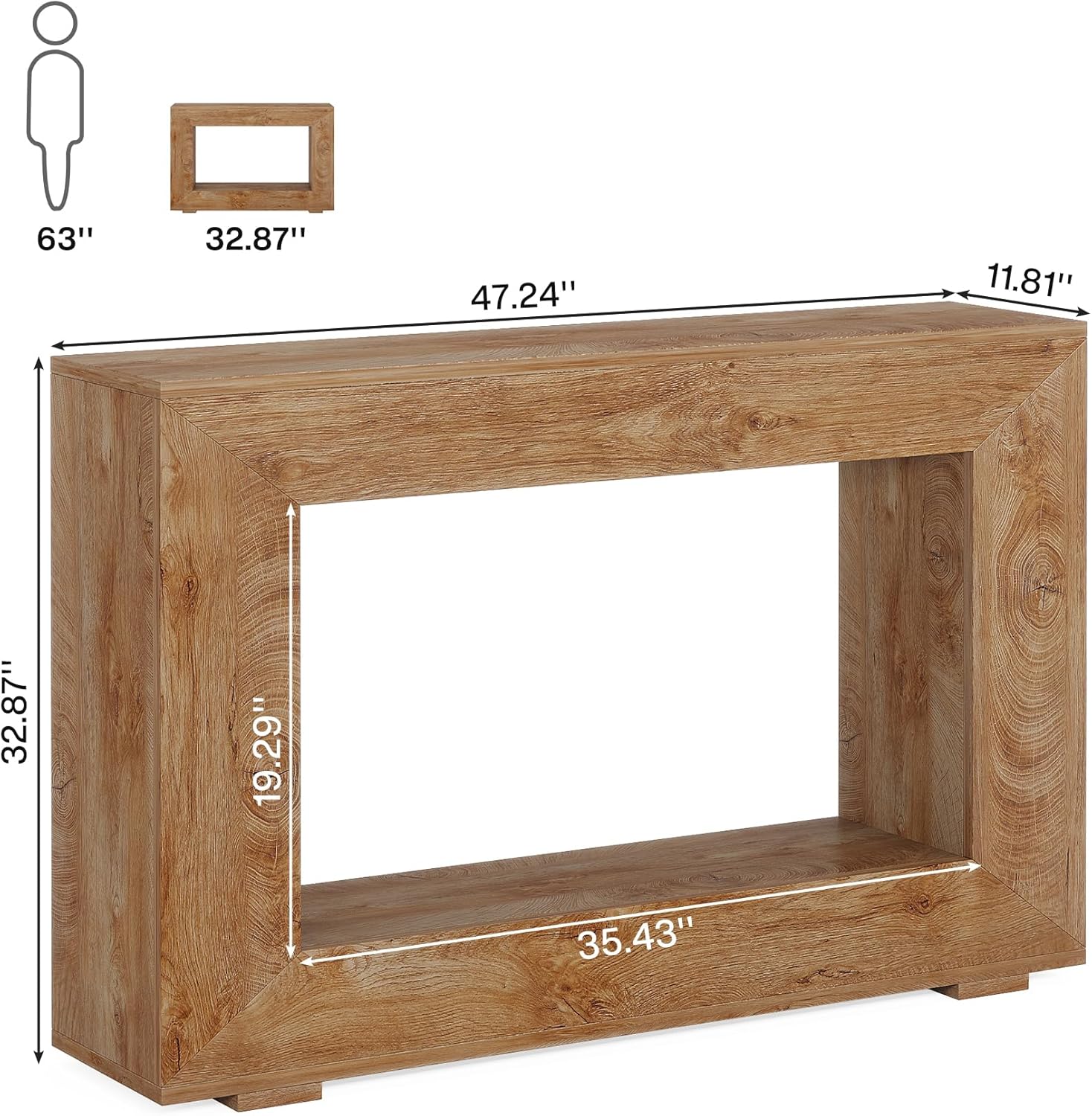 Farmhouse Console Table, 47" Wood Entryway Sofa Table with Storage
