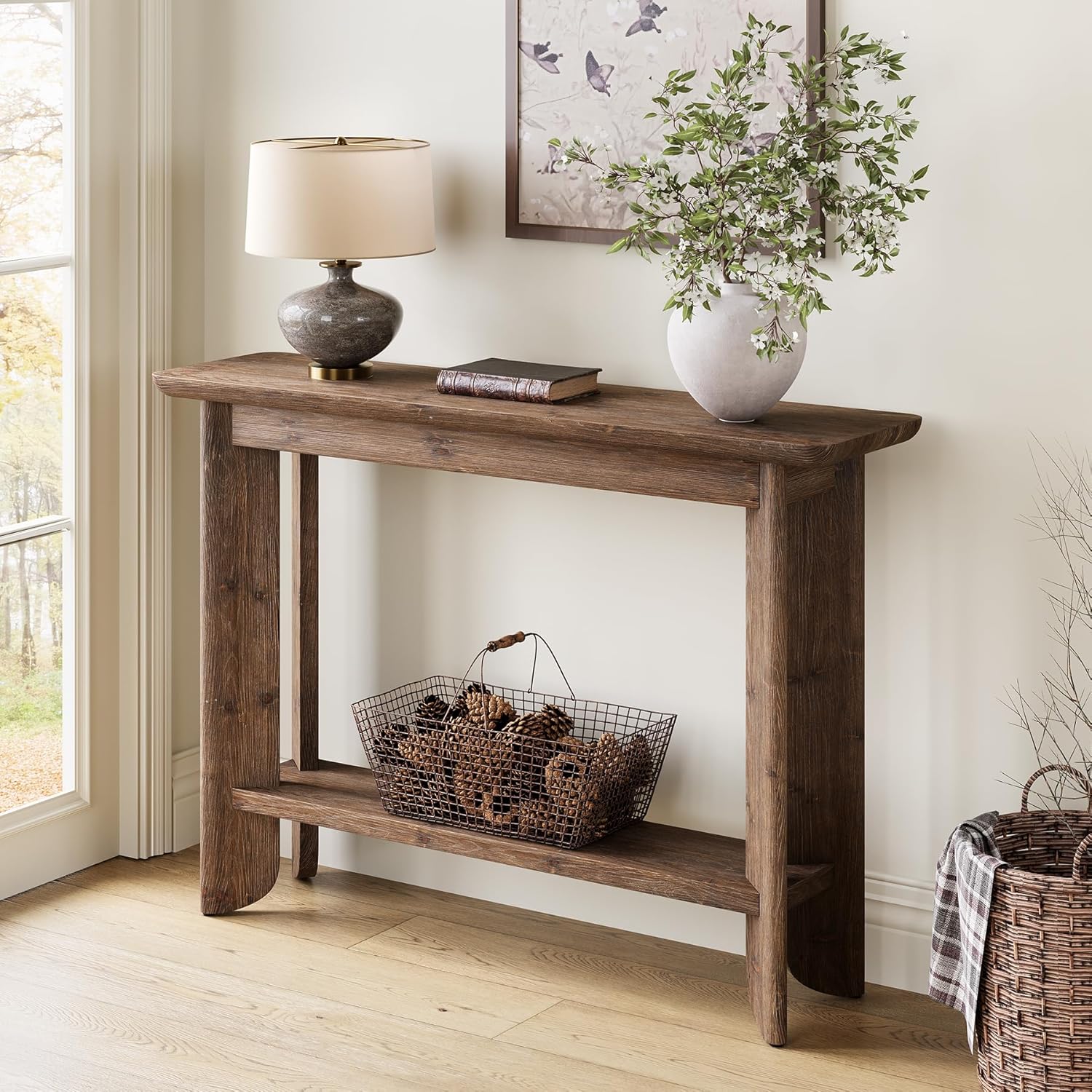 Farmhouse Console Table 41.34 Inch, Narrow Sofa Table with Storage for Living Room Hallway and Entry