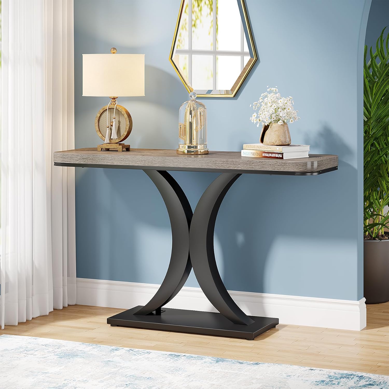 Modern 40" Geometric Console Table for Narrow Entryways