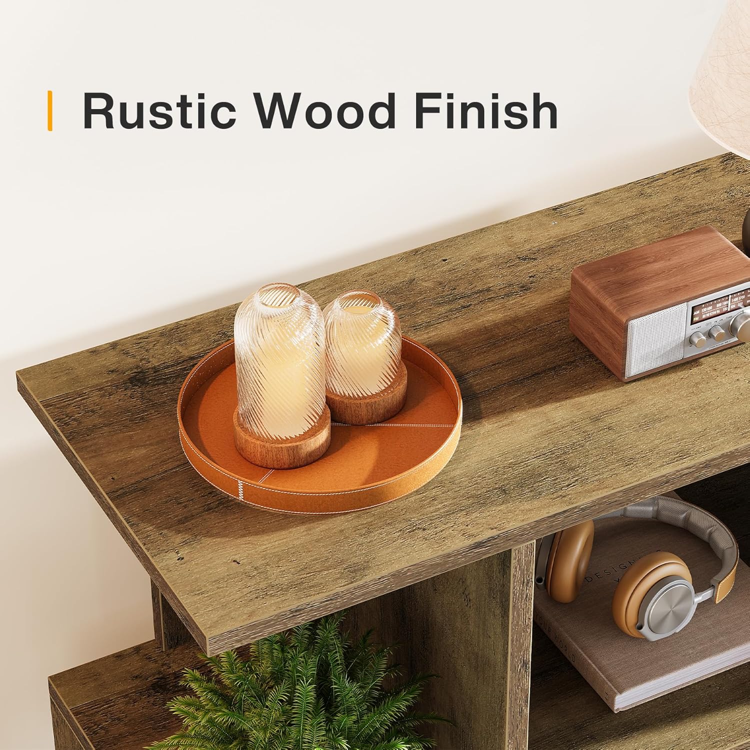 2-Tier End Table, Rustic Sofa Side Table with Storage Shelf for Living Room