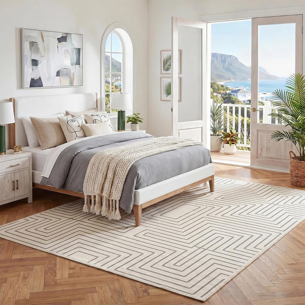 Tribesigns Geometric Low-Pile Rug, Non-Slip Backing, Machine Washable Up to 30°C, OEKO-TEX Certified