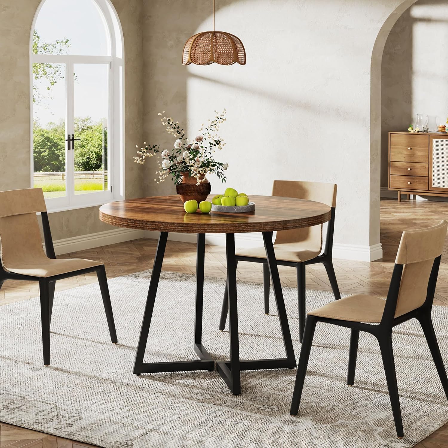 31.5" Industrial Round Dining Table Cafe-Style Table