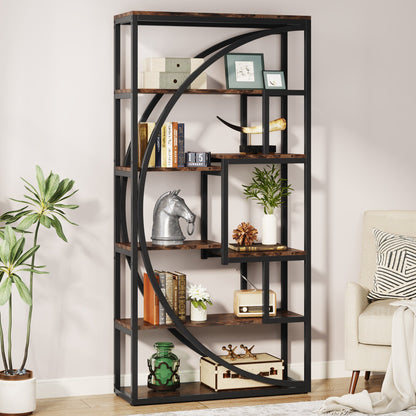 Tribesigns Industrial 5-Tier Bookshelf - 70.8" Tall Etagere Bookcase with 8 Open Storage Shelves for Home & Office