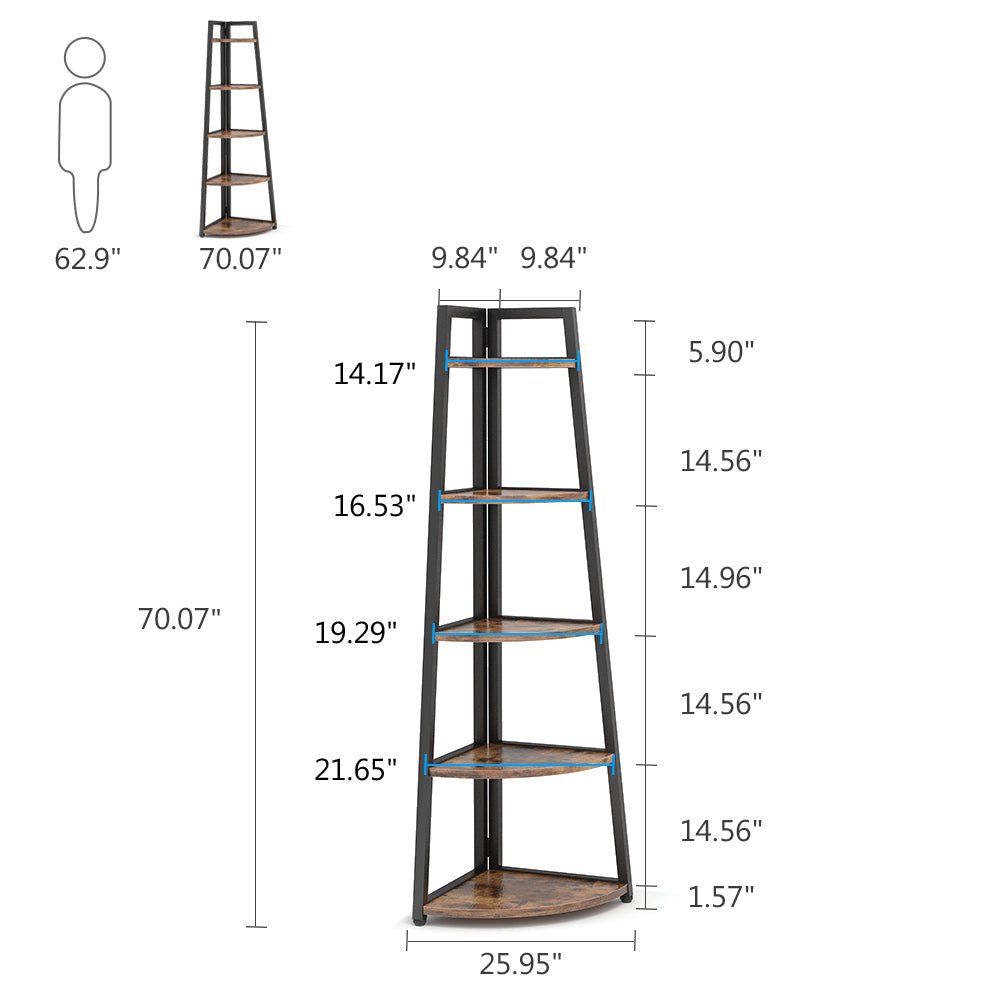 Tribesigns Corner Shelf, 70" Tall Corner Ladder Shelf Small Bookshelf Tribesigns