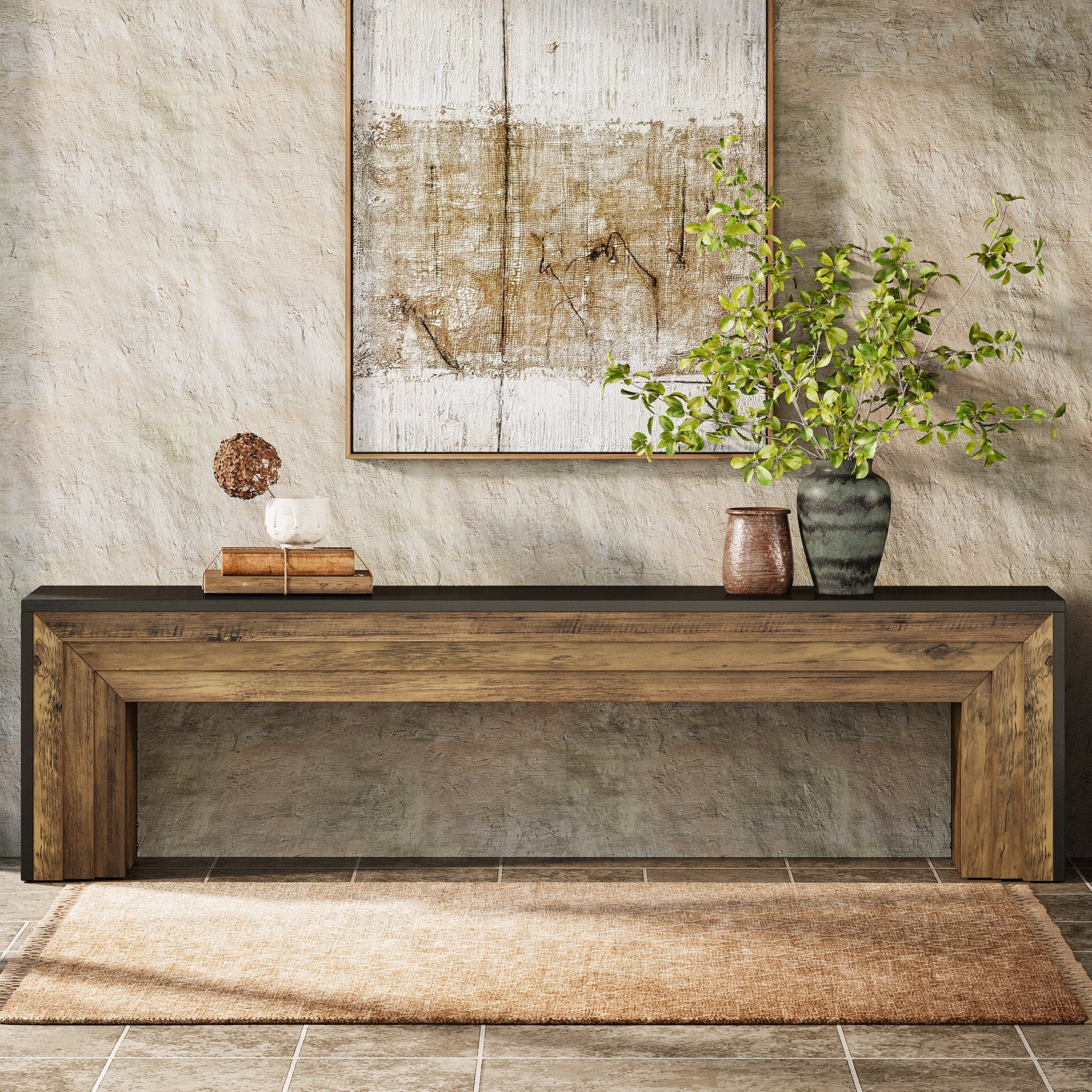 Tribesigns 70.9 Inch Extra Long Shoe Storage Bench, Modern Wooden Entryway Bench for Hallway