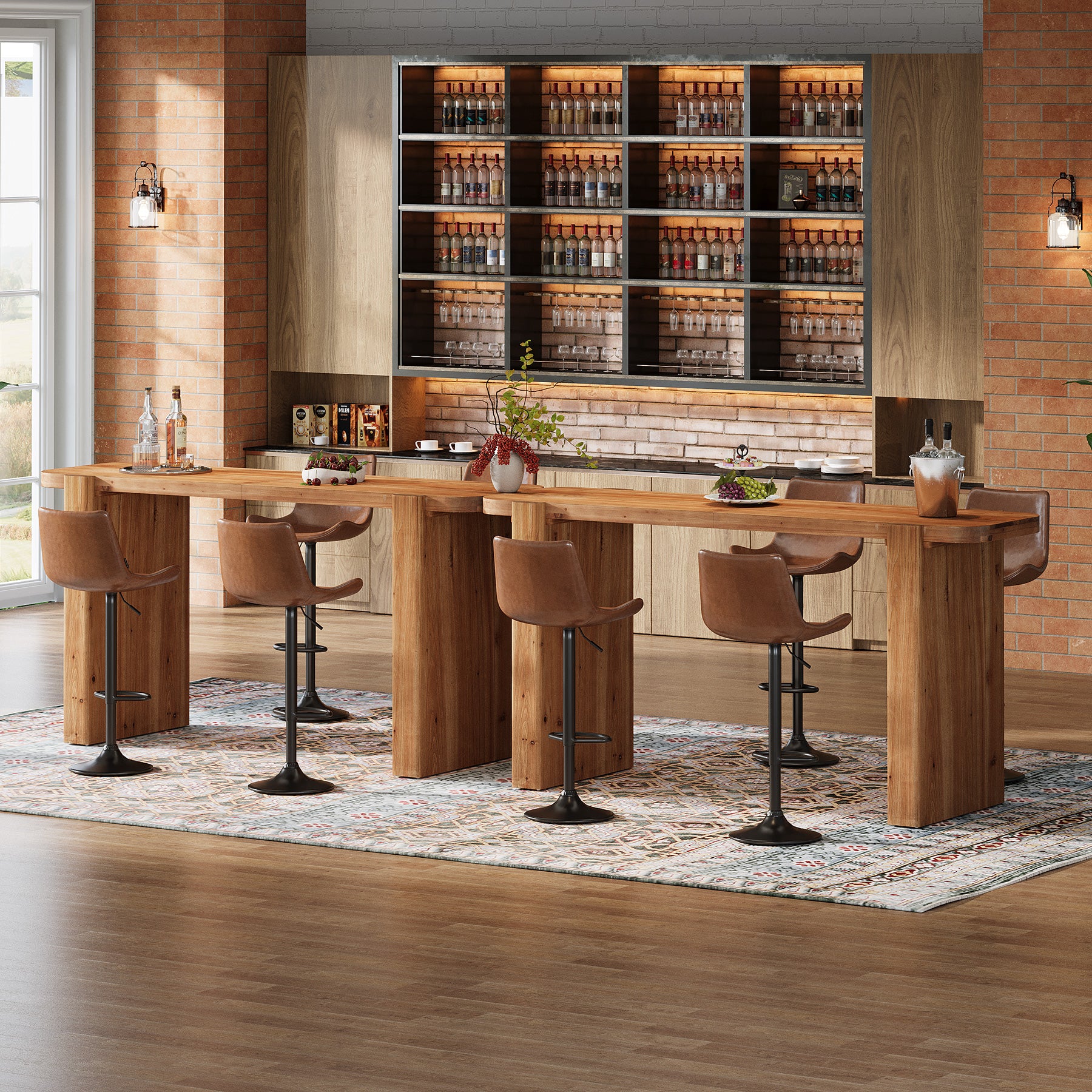 Tribesigns 63-Inch Solid Wood Bar Table, Counter Height Pub Table for Kitchen and Dining Room