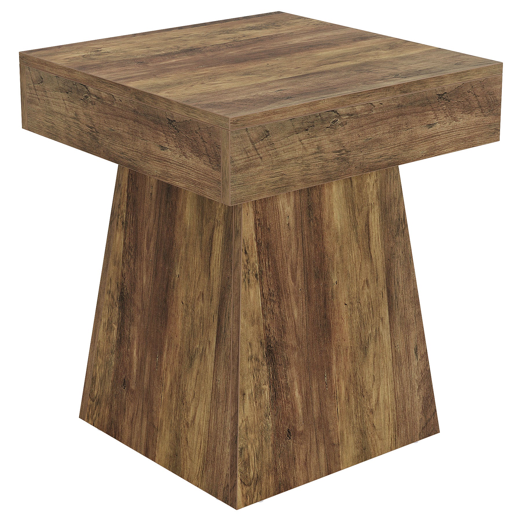 Tribesigns 15.8-Inch Square Side Table, Mushroom-Inspired Wide Stable Base with Rustic Finish