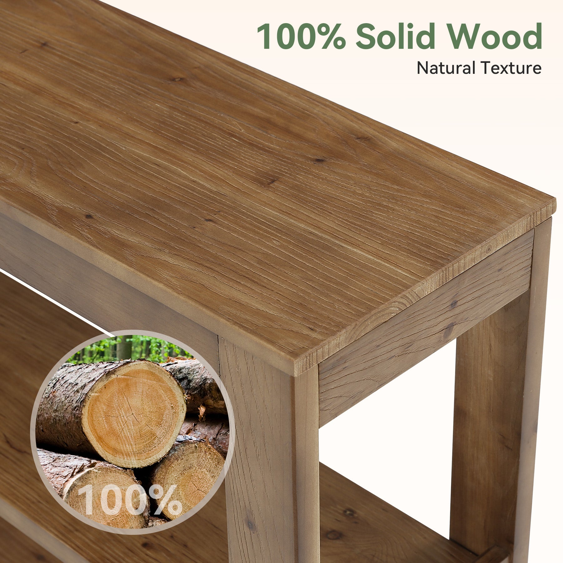 Tribesigns 41.3 Inch Solid Wood Console Table with 3-Tier Storage, Farmhouse Hallway Table