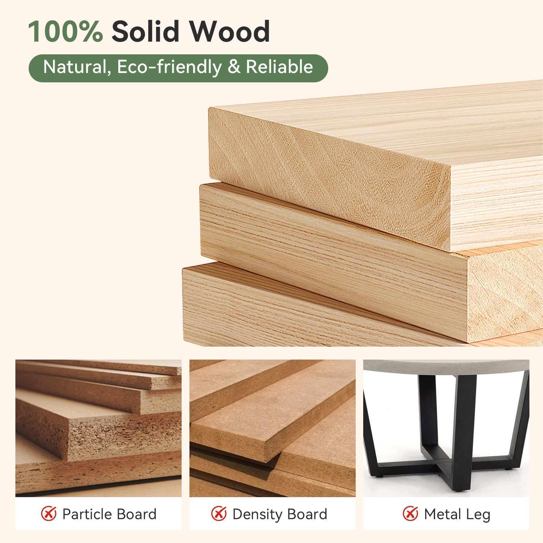 63" Solid Wood Office Desk, Oval Executive Desk with Tapered Legs