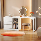 Tribesigns Vanity Desk with 3 Drawers and 2 Shelves, Matte White Makeup Table with Reversible Storage Cabinet for Bedroom 3