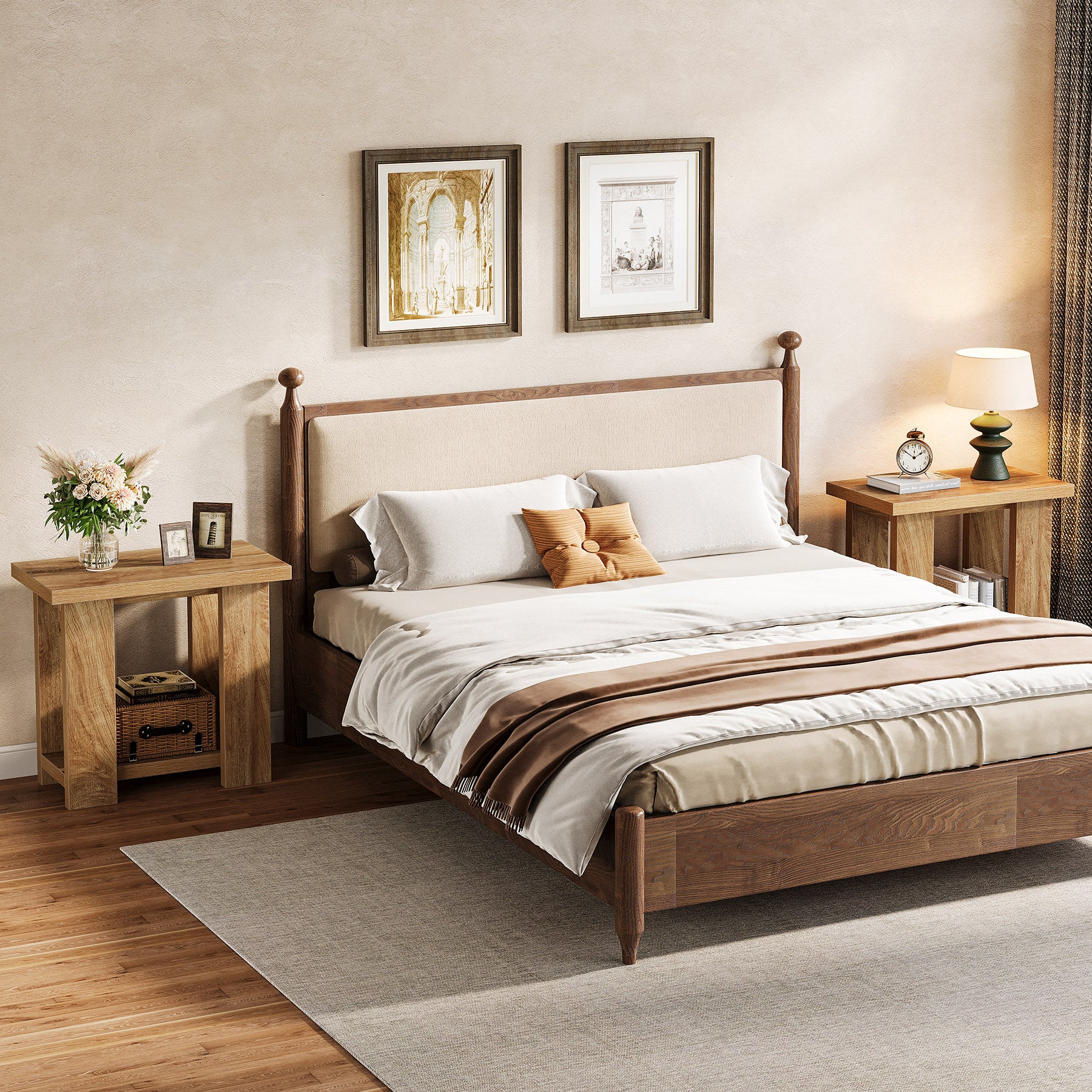 Tribesigns 27.6-Inch Wooden Side Table with 2-Tier Shelf, Farmhouse End Table for Small Spaces