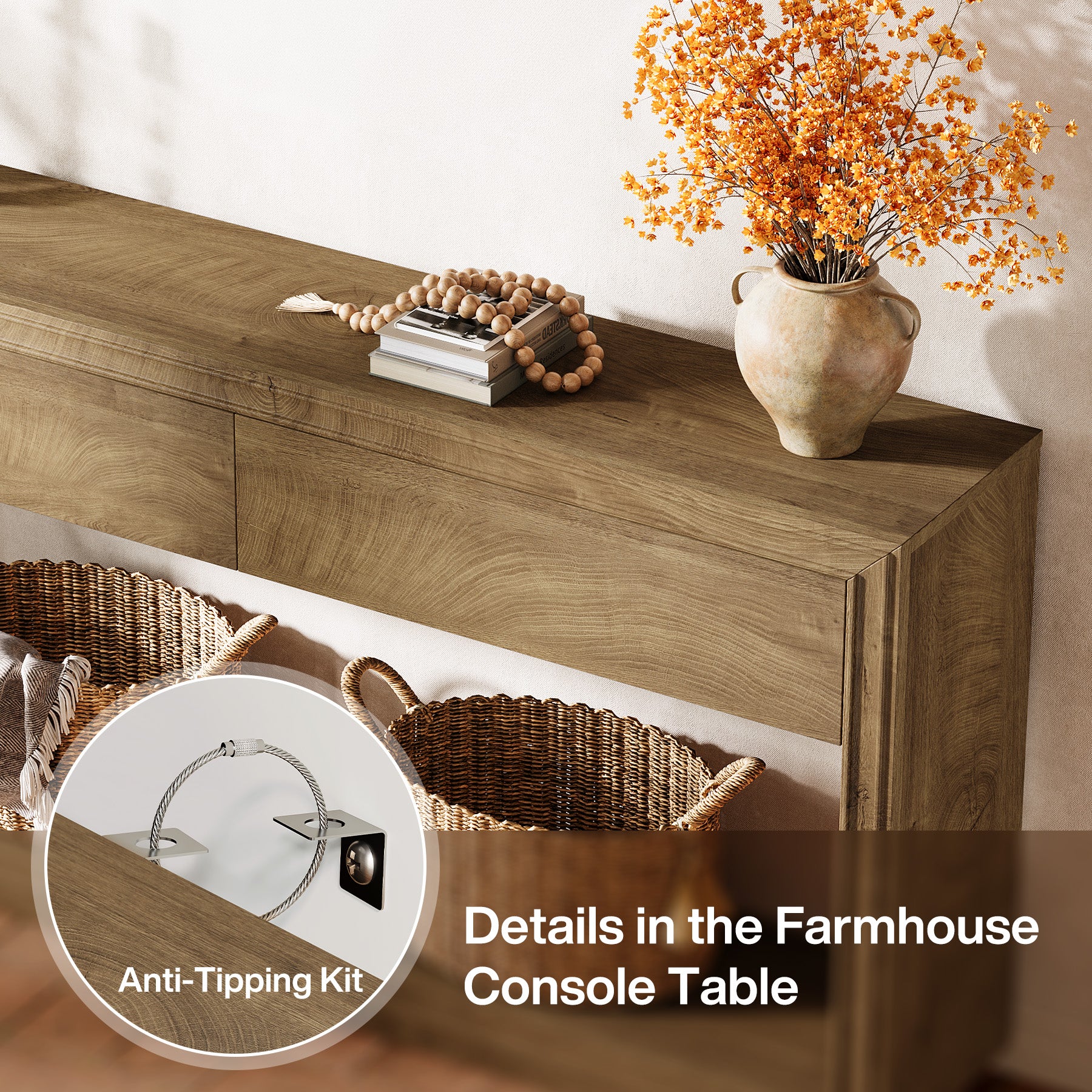 Tribesigns 63-Inch Console Table with 2 Drawers, Farmhouse Entryway Table with Storage for Hallway