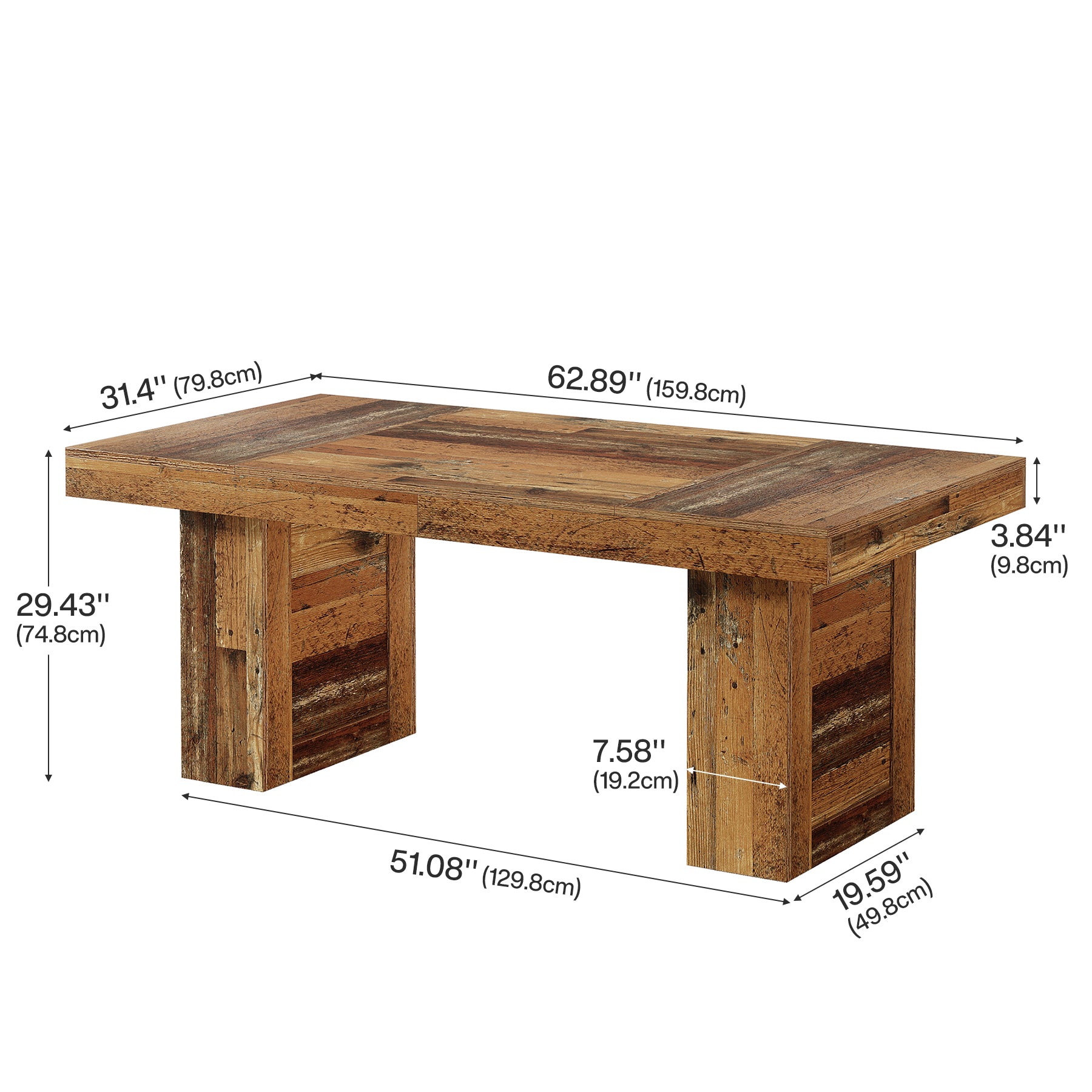 Tribesigns 63 Inch Farmhouse Executive Desk, Large Wooden Computer Desk with Heavy Duty Legs for Home Office