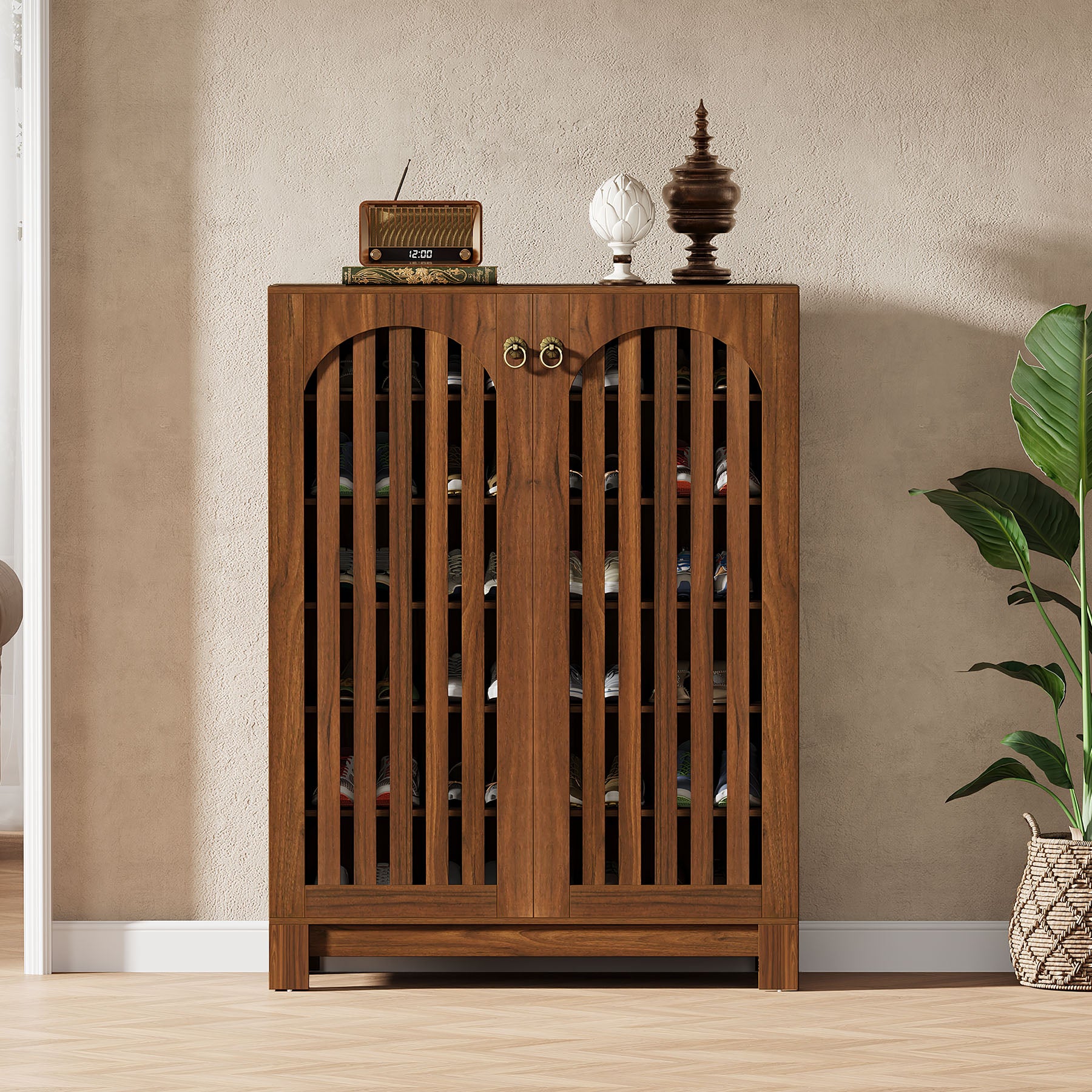 Tribesigns Shoe Cabinet with Airy Doors, 6-Tier Entryway Shoe Storage Rack Organizer with Adjustable Shelves for Living Room