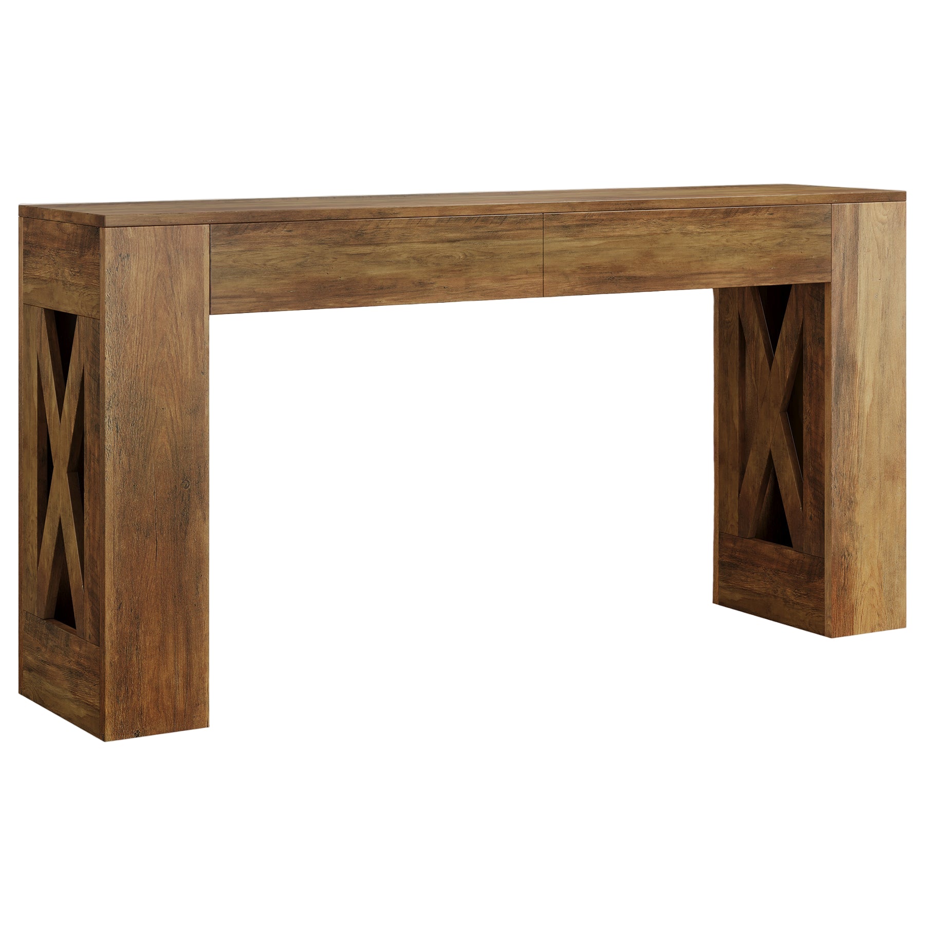 Tribesigns 63-Inch Farmhouse Console Table, X-Leg Sofa Table with 2 Drawers