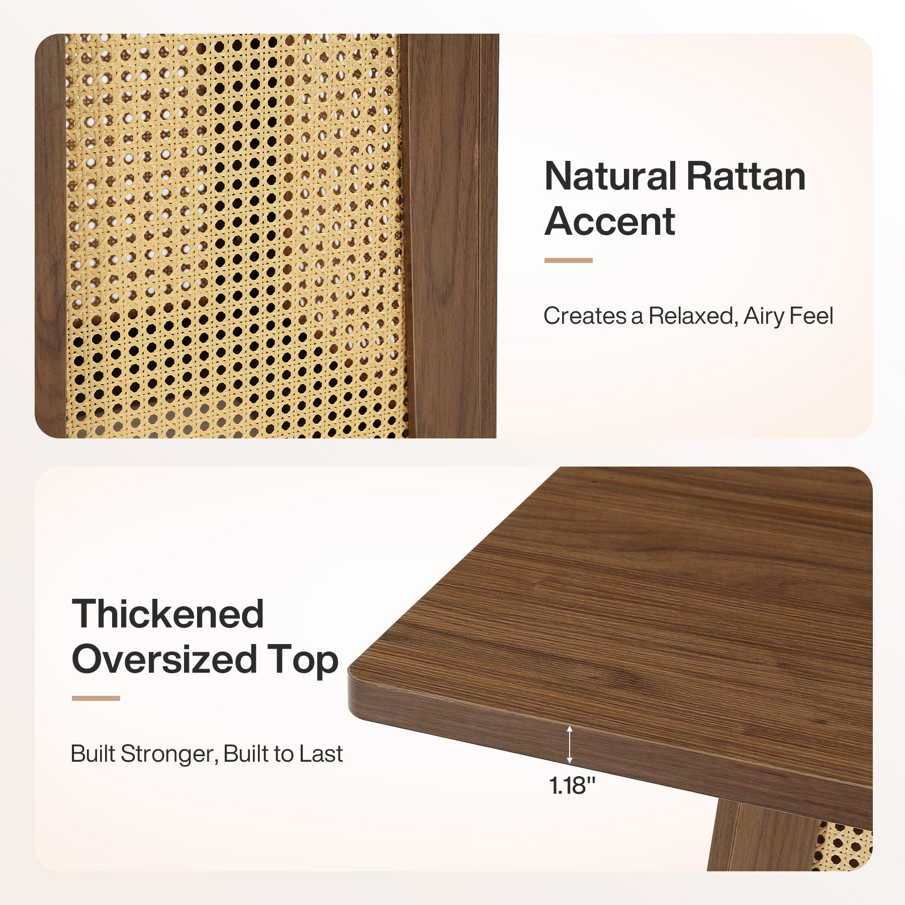 31.5-Inch Square Bar Table, Counter Height Pub Table with Rattan Pedestal Base for Home Bar Kitchen and Small Spaces