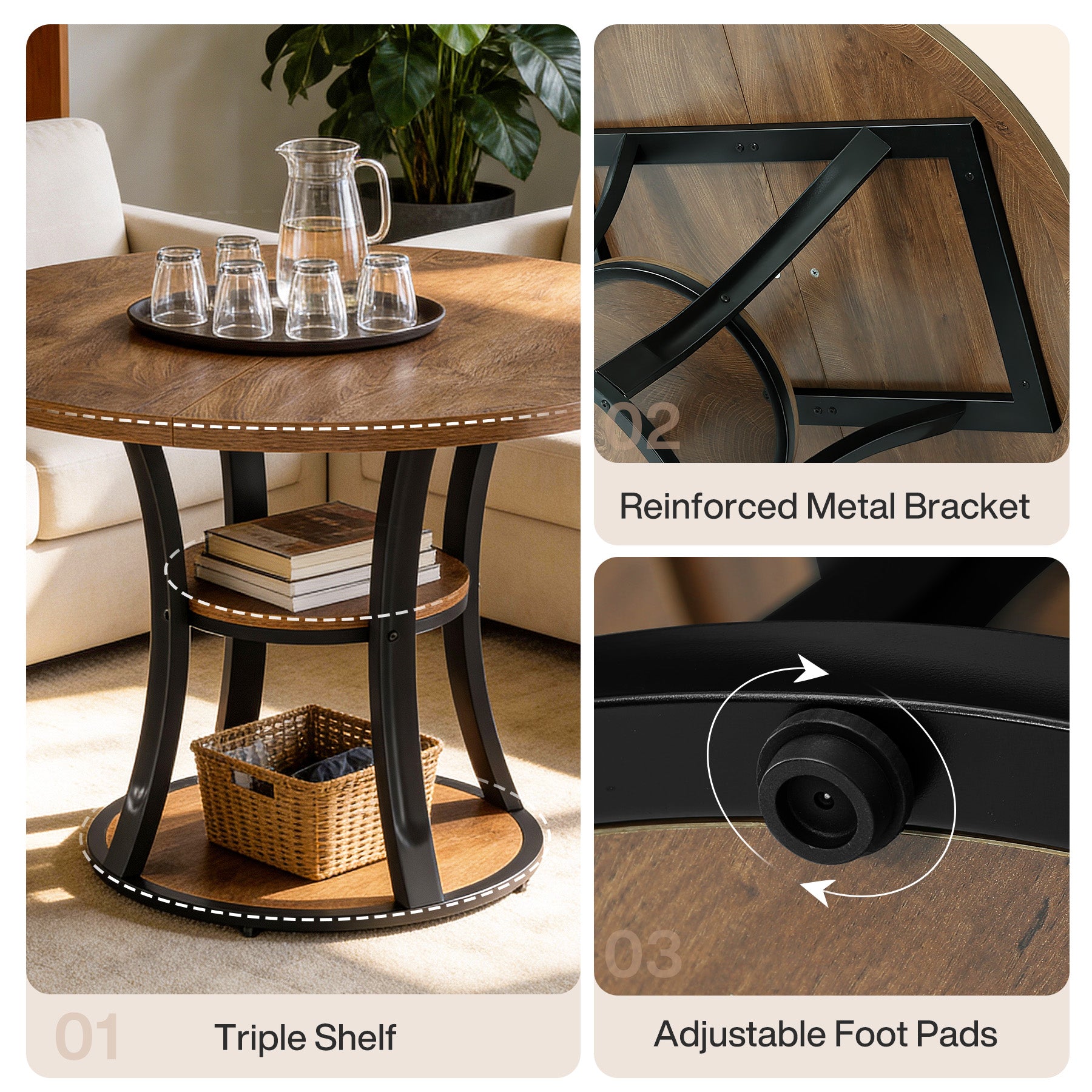 Tribesigns 39-Inch Round Conference Table, Compact Meeting Table with Storage Shelf