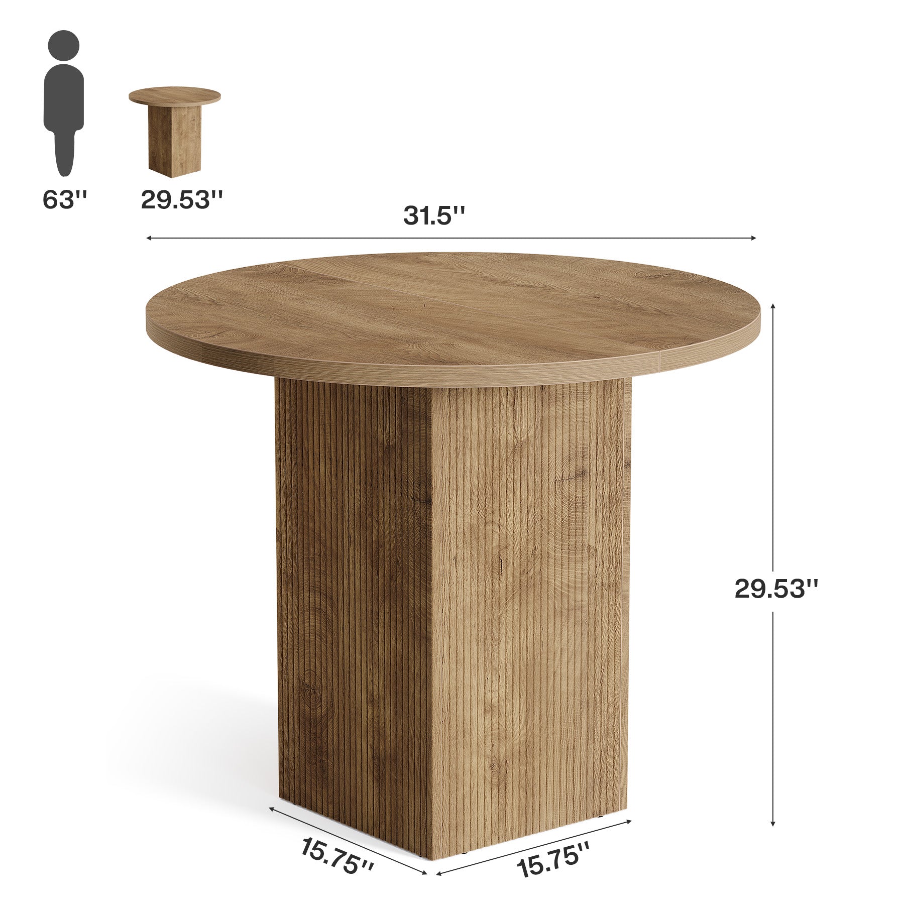 Tribesigns 31.5-Inch Round Conference Table with Fluted Pedestal Base, Small Office Meeting Table for Conference Room Study and Home Office