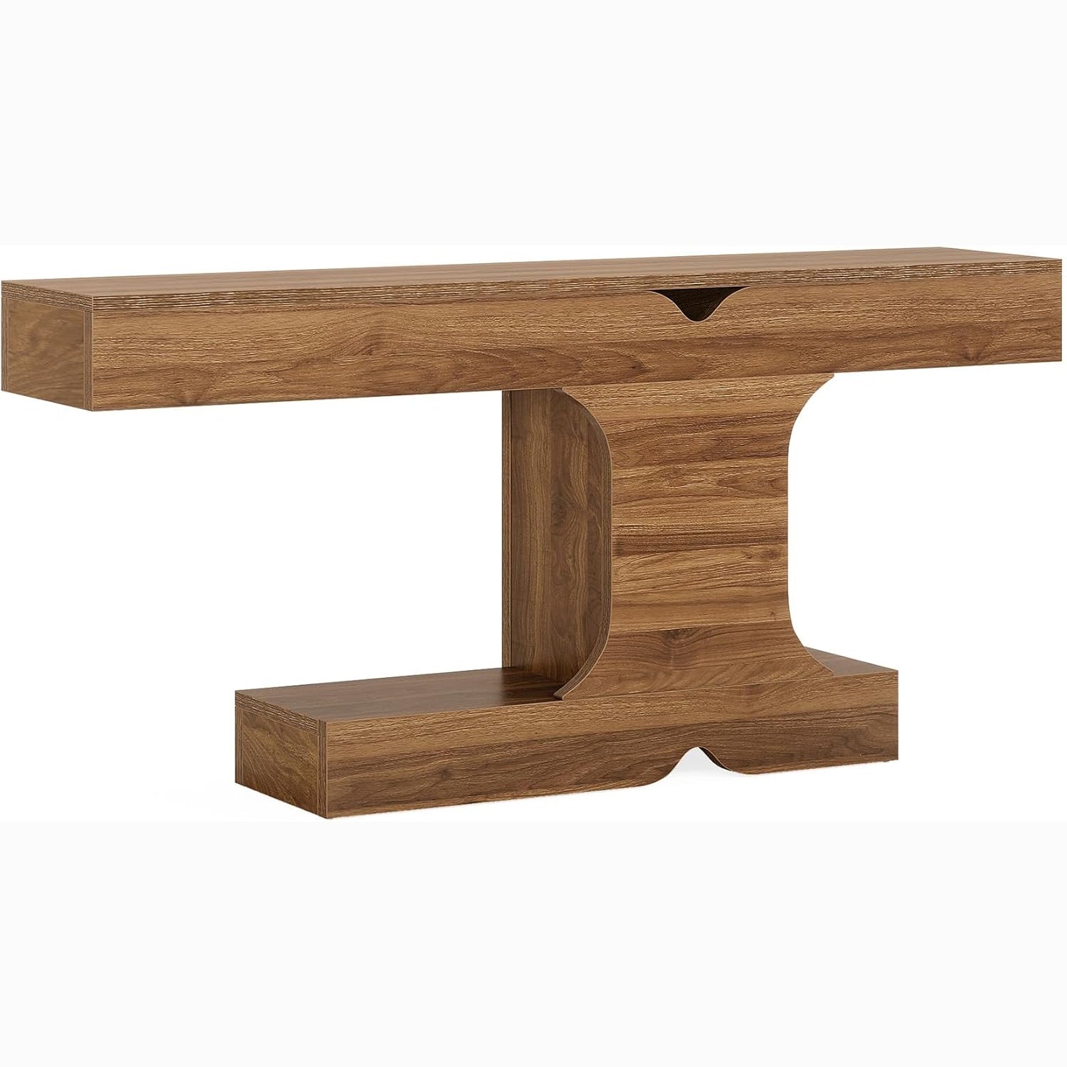 63" Walnut Console Table - Long Sofa Table for Behind Couch, Hallway & Entryway