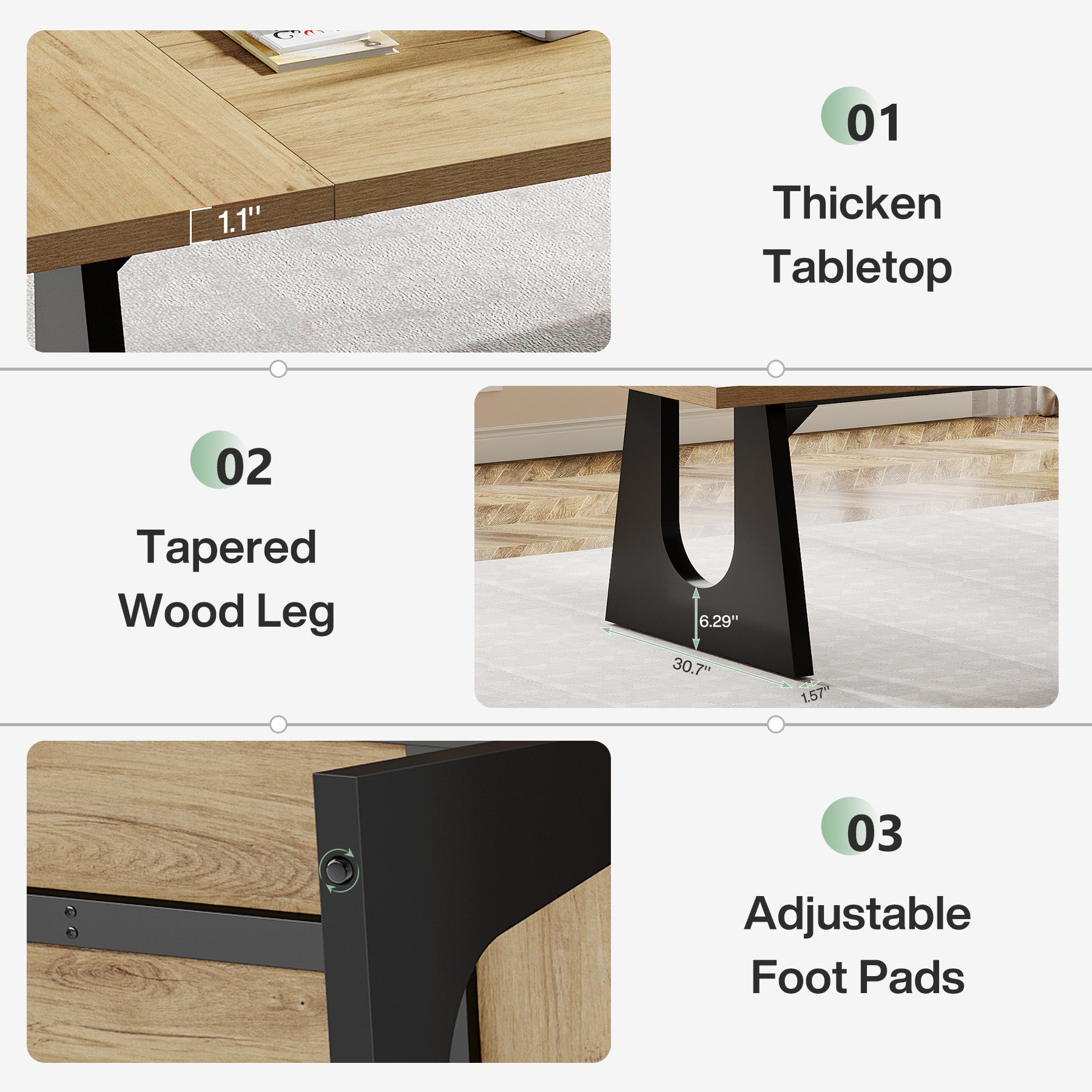 70.9-Inch Large Executive Desk with Double Pedestal Base, Modern Computer Writing Table