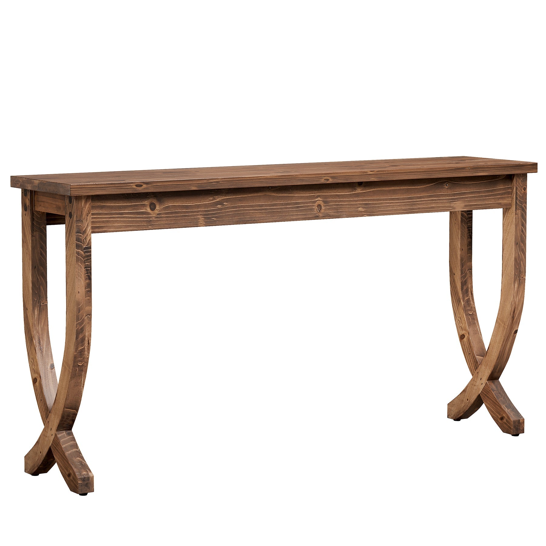 63" Solid Wood Console Table, Farmhouse Brown Entryway Sofa Table