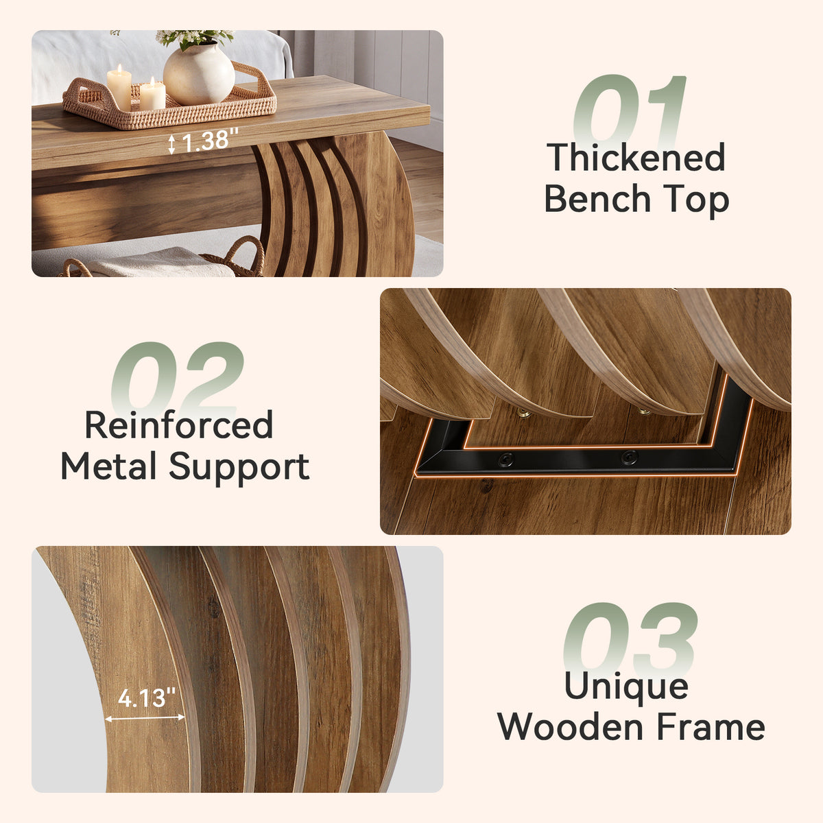 Tribesigns 63-Inch End of Bed Bench with Storage, Farmhouse Bedroom Bench with 2-Tier Shelf