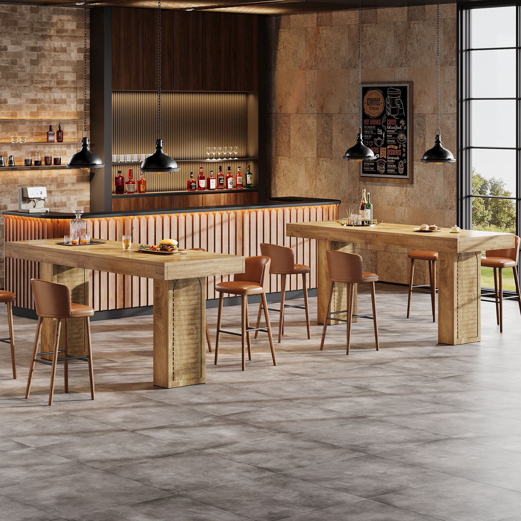 70.9 Inch Extra Long Bar Table for 4-6, Counter Height Pub Table for Kitchen and Home Bar