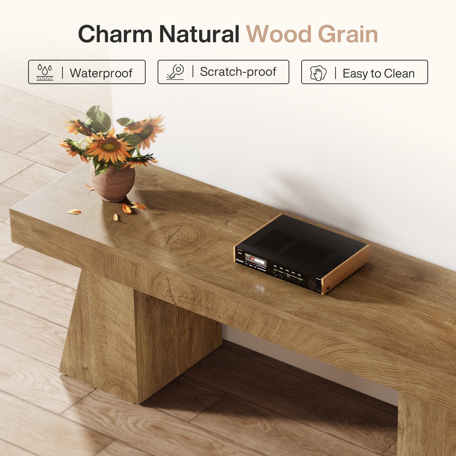 Tribesigns 63-Inch Farmhouse TV Stand for 55-75 Inch TVs with Double Geometric Pedestal, Media Console for Living Room and Bedroom