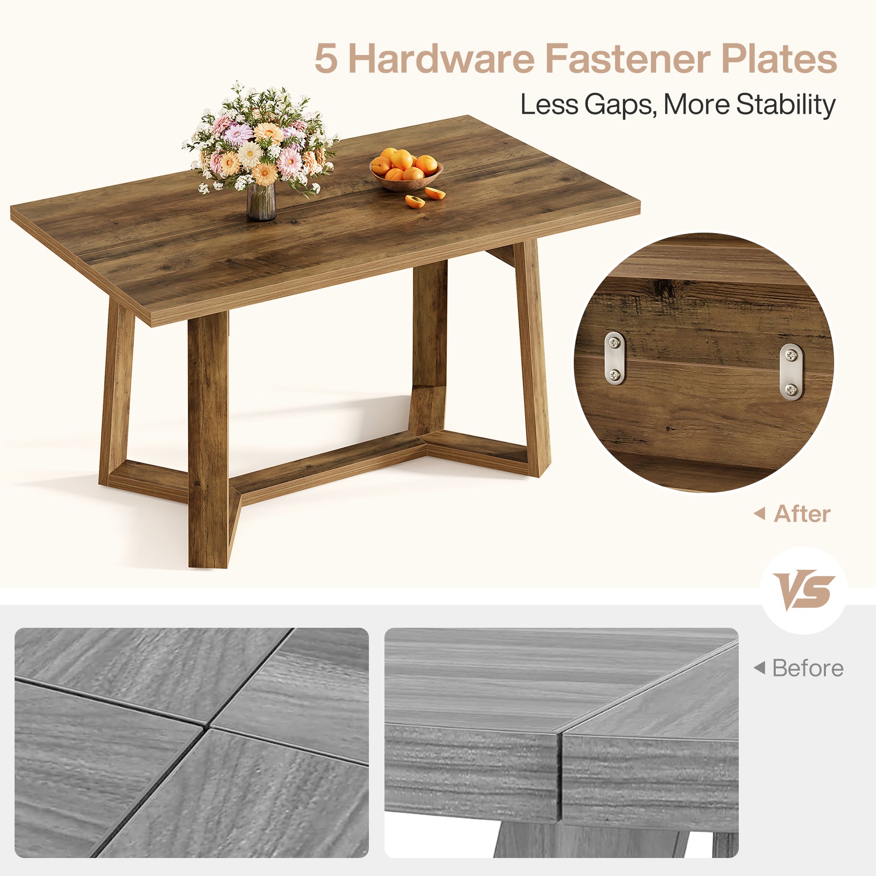 Tribesigns 47-Inch Wood Dining Table with 250 lb Capacity, Farmhouse Rectangle Table for Kitchen