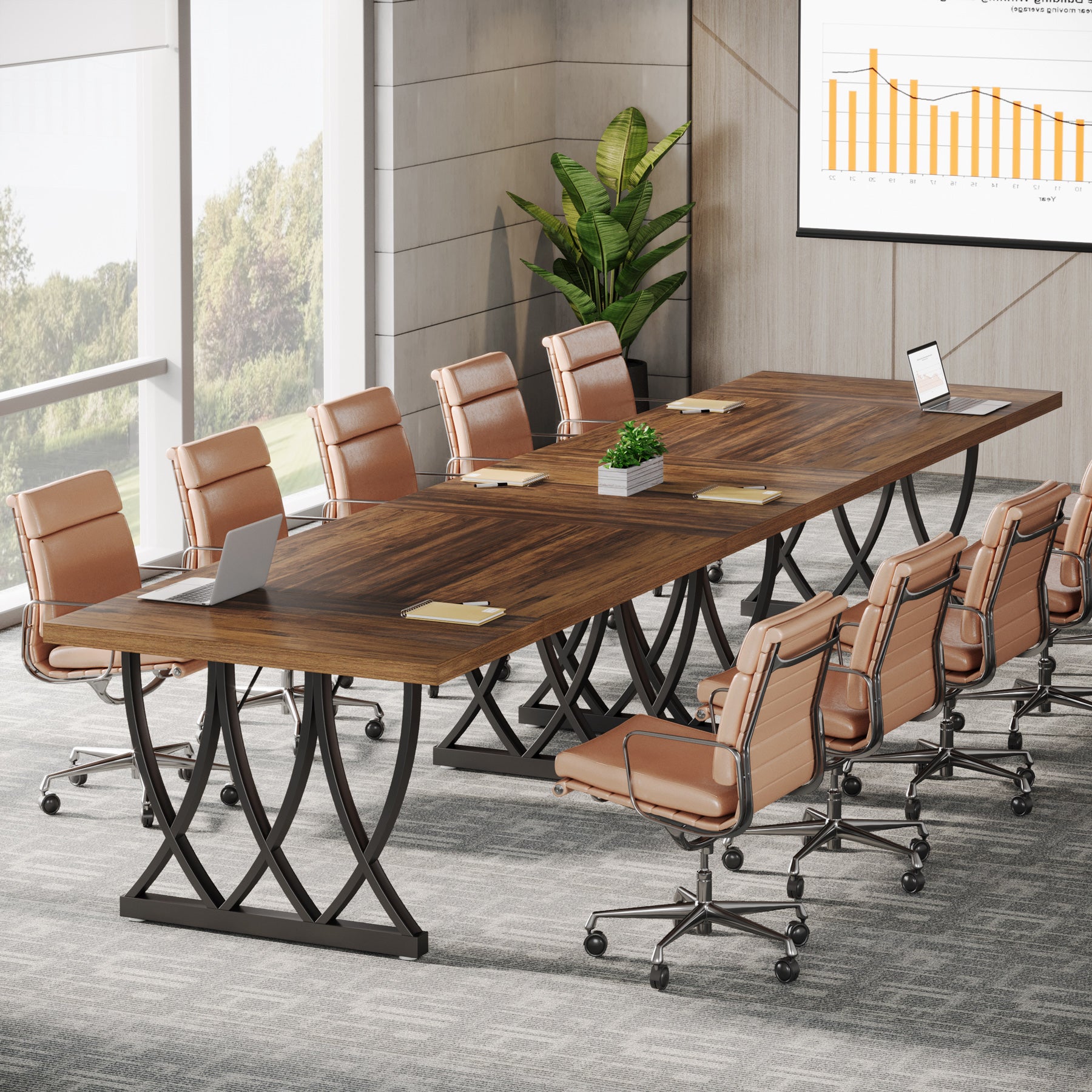 Tribesigns 70.86-Inch Conference Table for 6-8 People, Rectangular Meeting Table with Curved Metal Support for Conference Room and Home Office