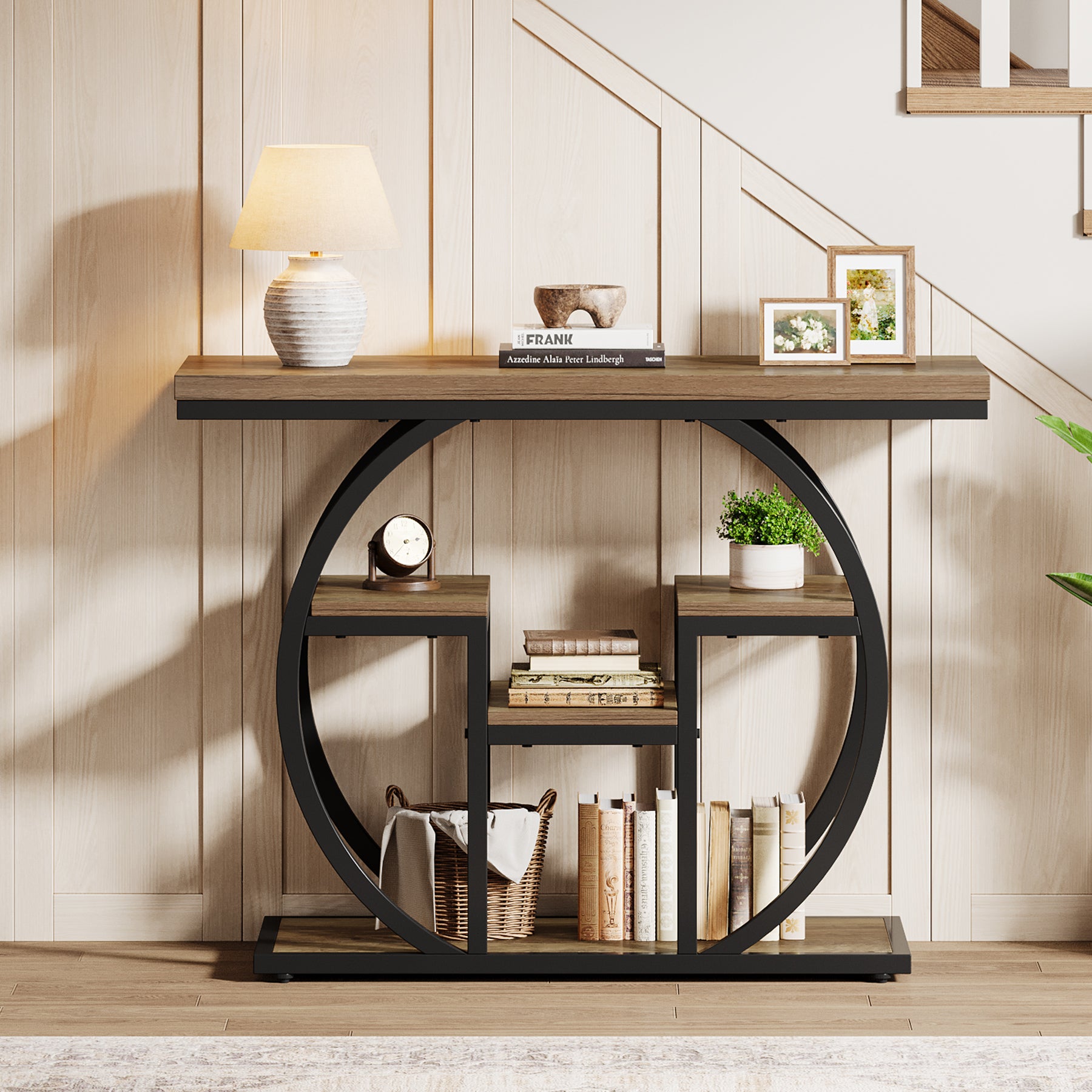 Tribesigns 41 Inch Industrial Console Table with Storage, 4 Tier Narrow Sofa Table for Entryway Living Room
