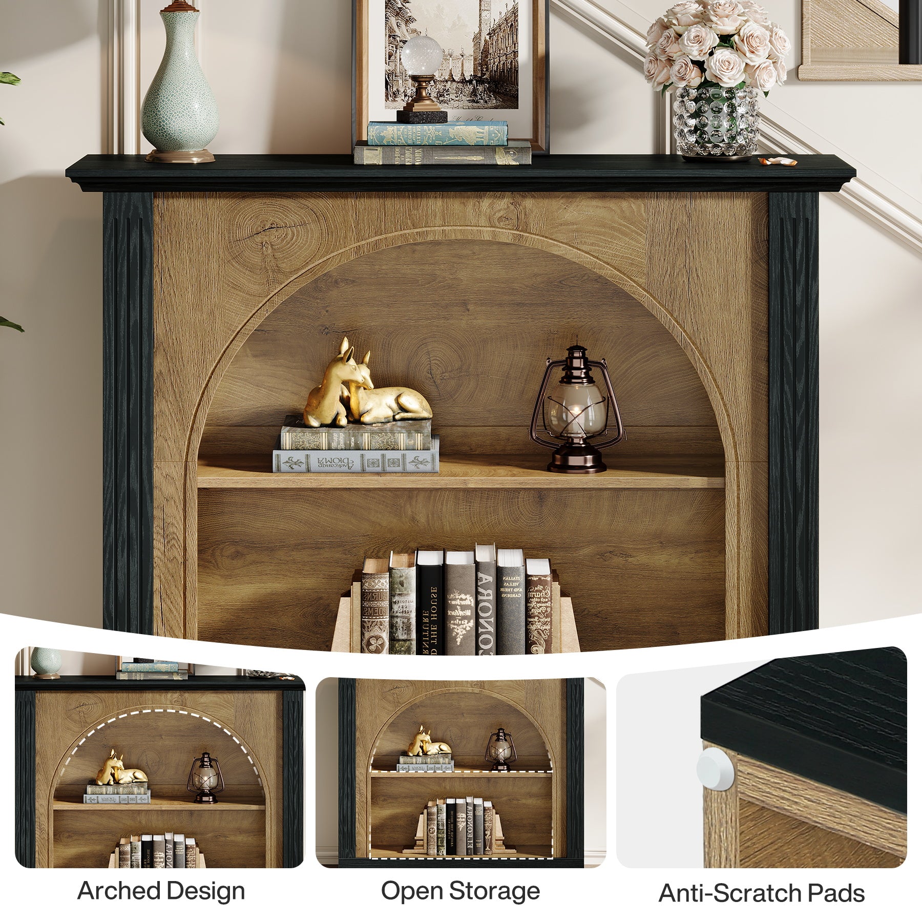 43 Inch Console Table with 3 Tier Storage, Entryway Sofa Table for Hallway Living Room